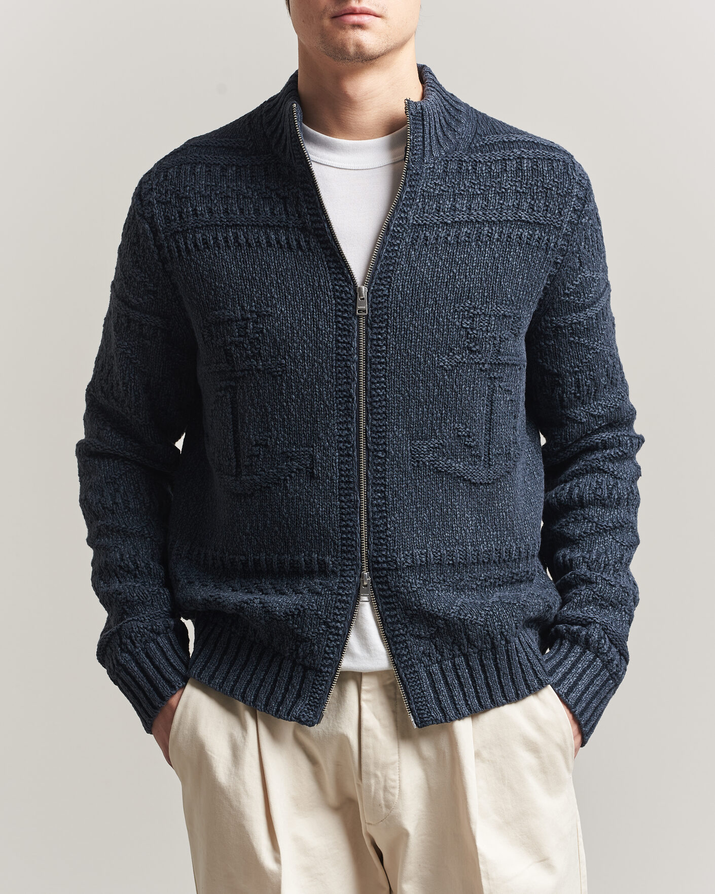 Heren | Truien | Morris | Chatham Knitted Jacket Navy
