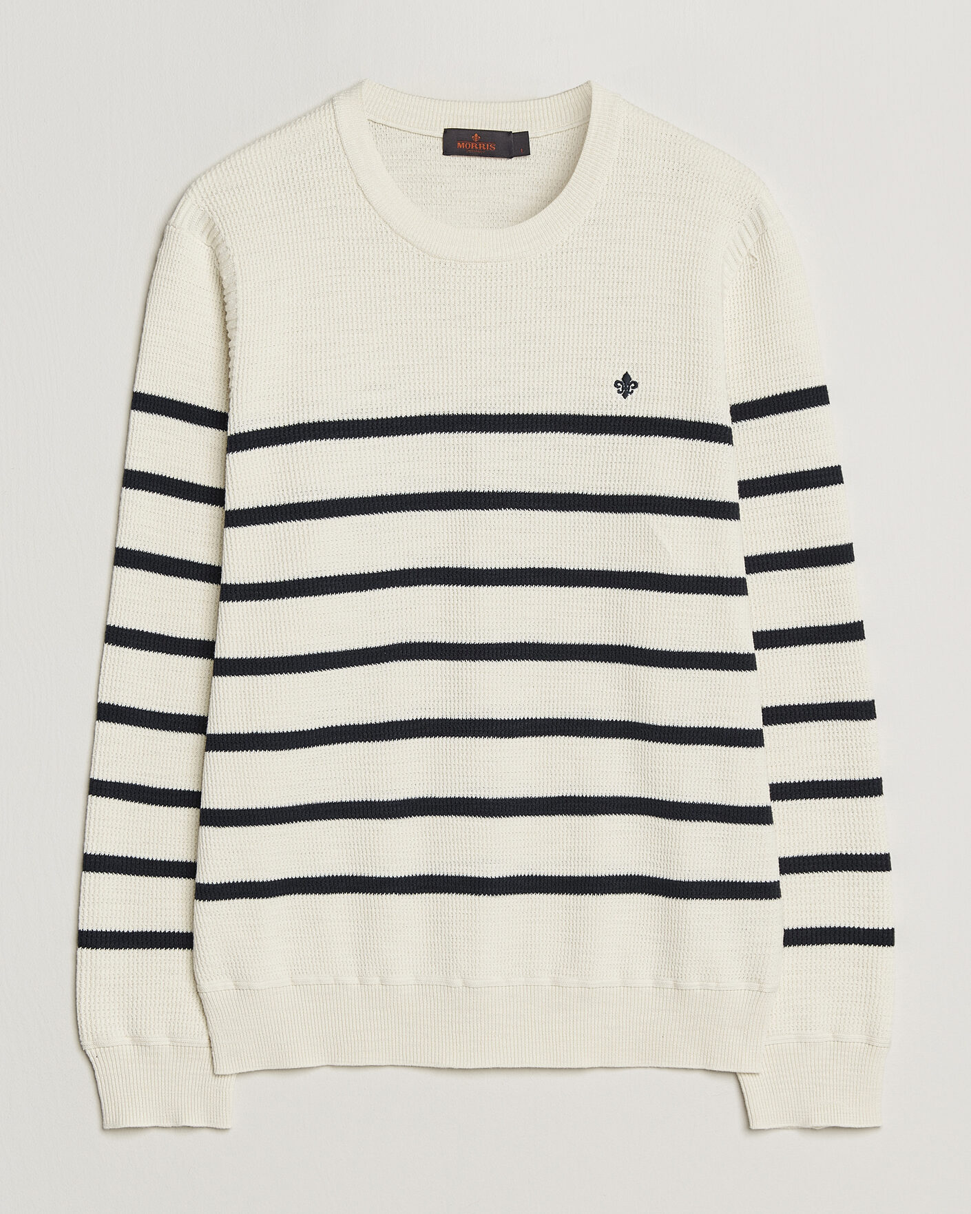 Heren | Truien | Morris | Benedict Stripe Oneck Off White