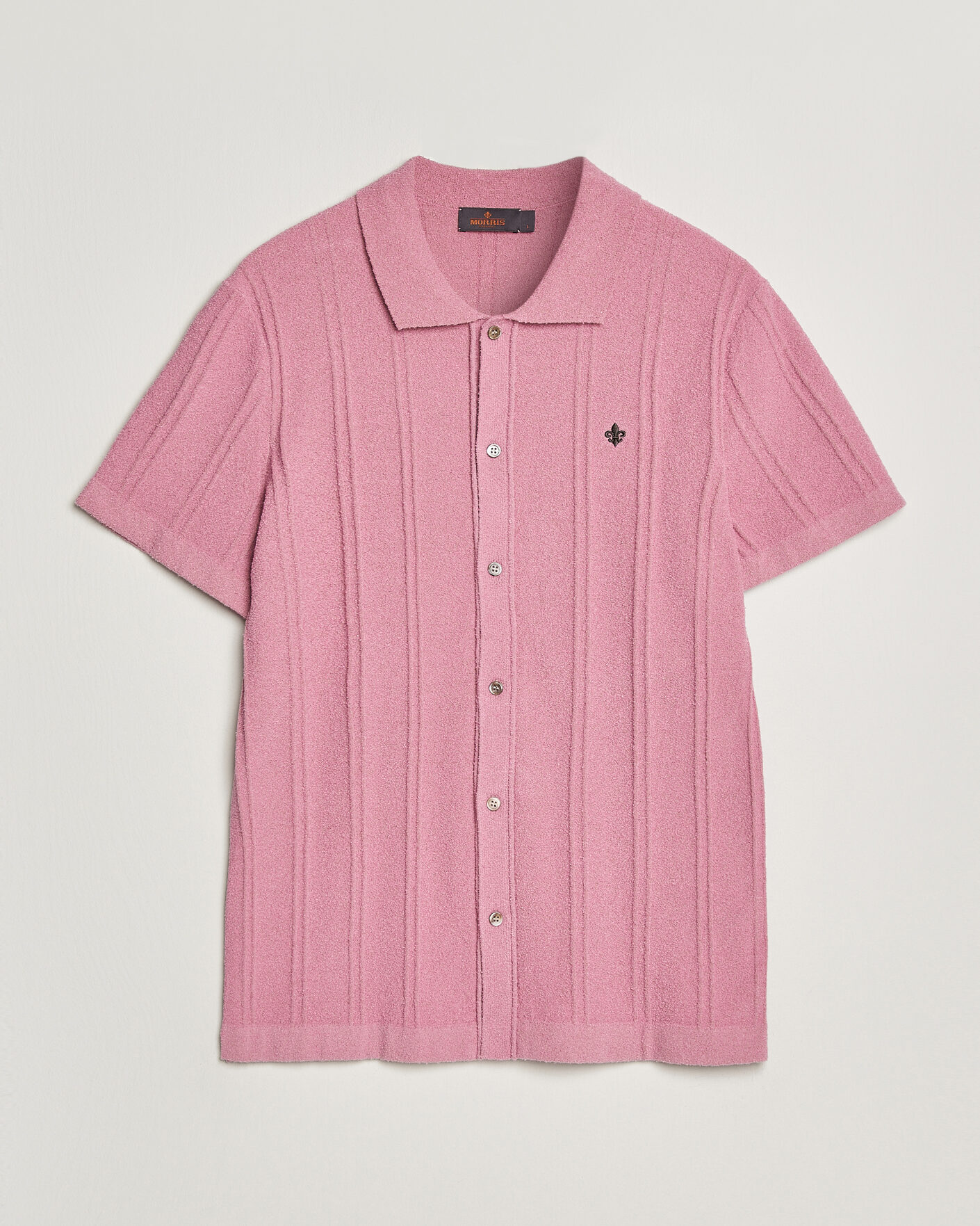 Heren | Overhemden | Morris | Clayton Knitted Short Sleeve Shirt Pink