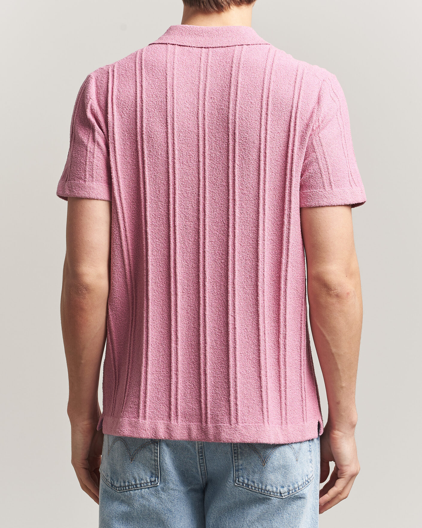 Heren | Overhemden | Morris | Clayton Knitted Short Sleeve Shirt Pink