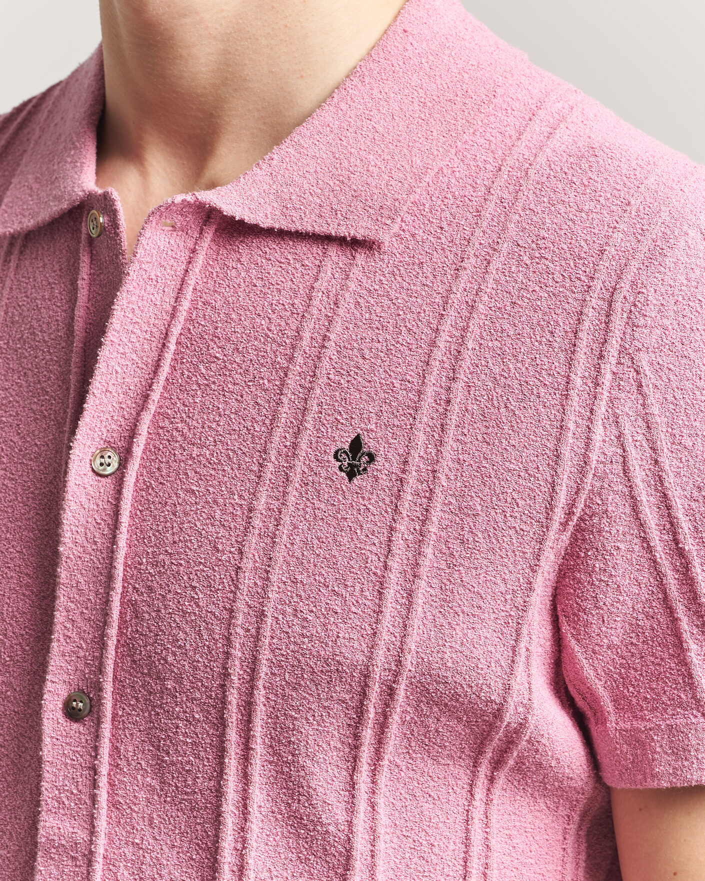 Heren | Overhemden | Morris | Clayton Knitted Short Sleeve Shirt Pink