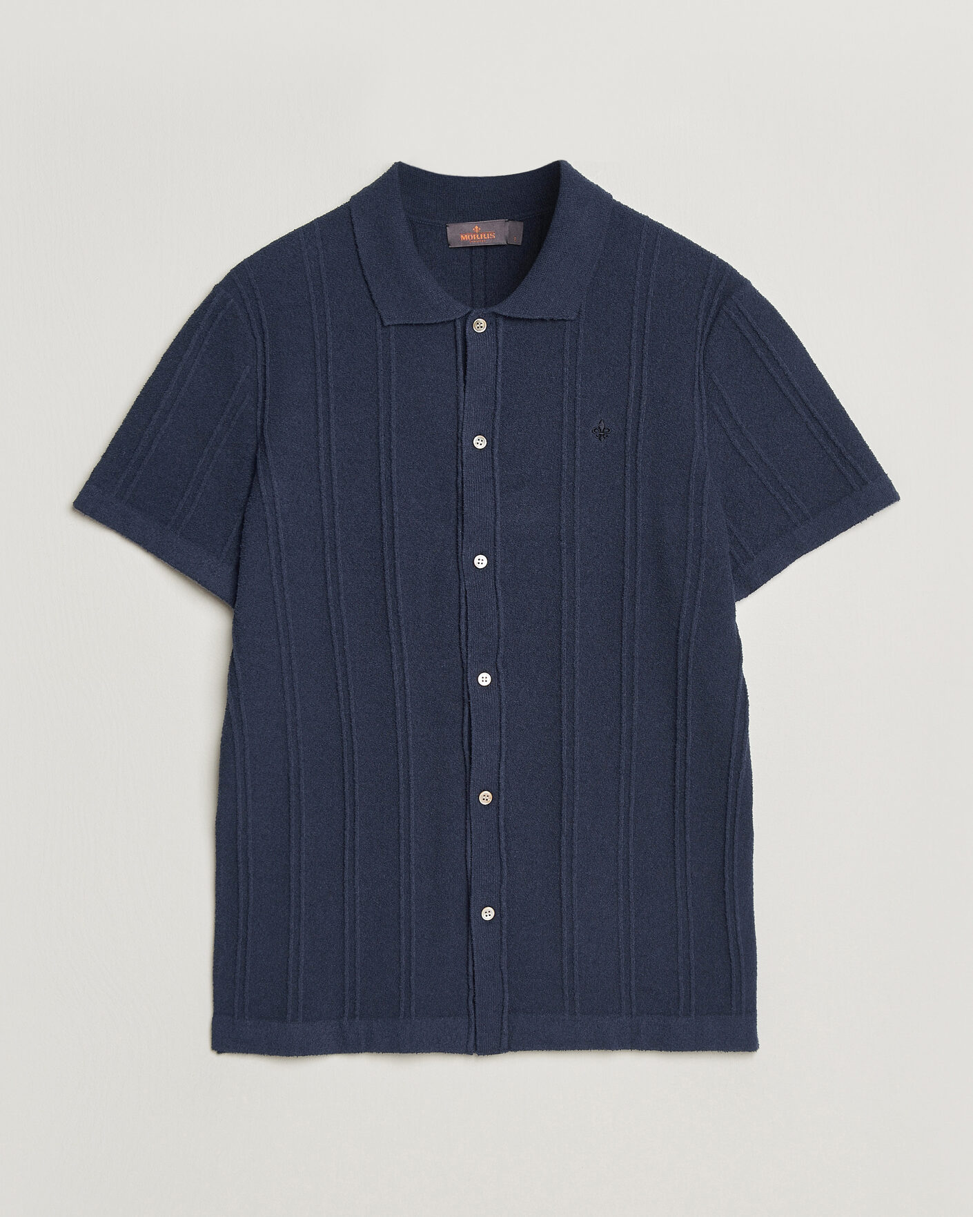 Heren | Overhemden | Morris | Clayton Knitted Short Sleeve Shirt Dark Blue