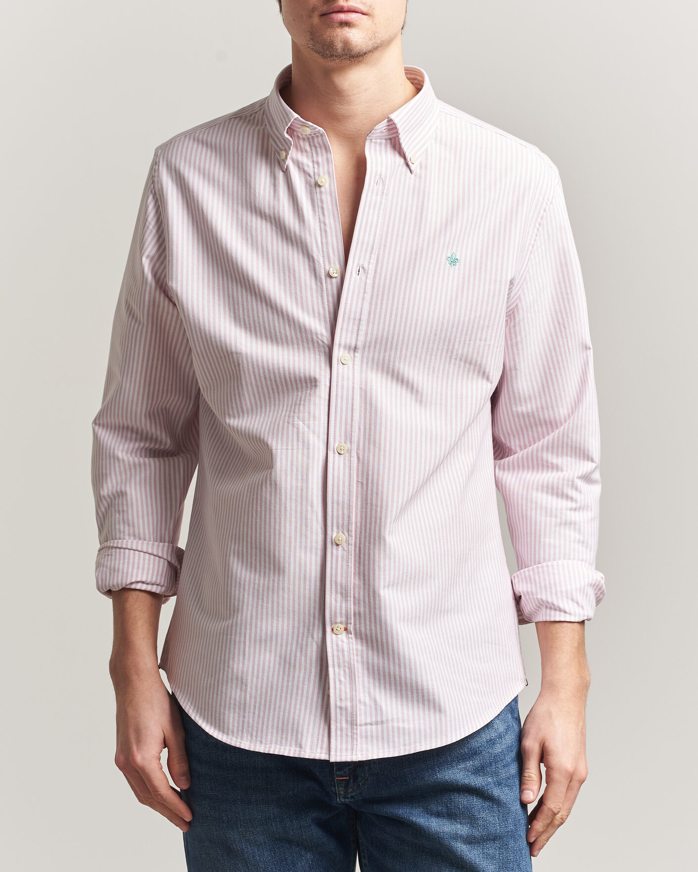 Heren | Overhemden | Morris | Douglas Striped Oxford Shirt Pink