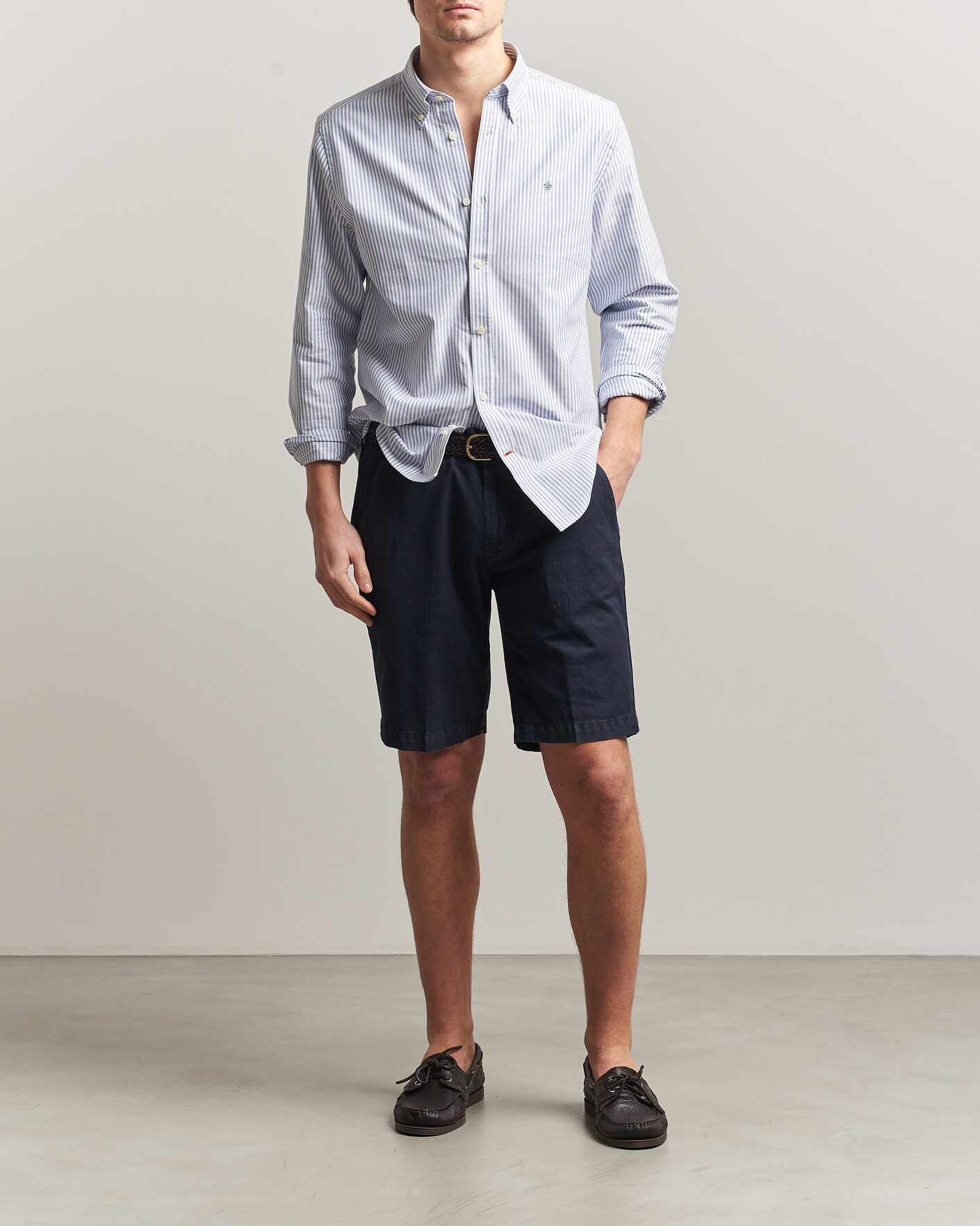 Heren | Overhemden | Morris | Douglas Striped Oxford Shirt Dark Blue