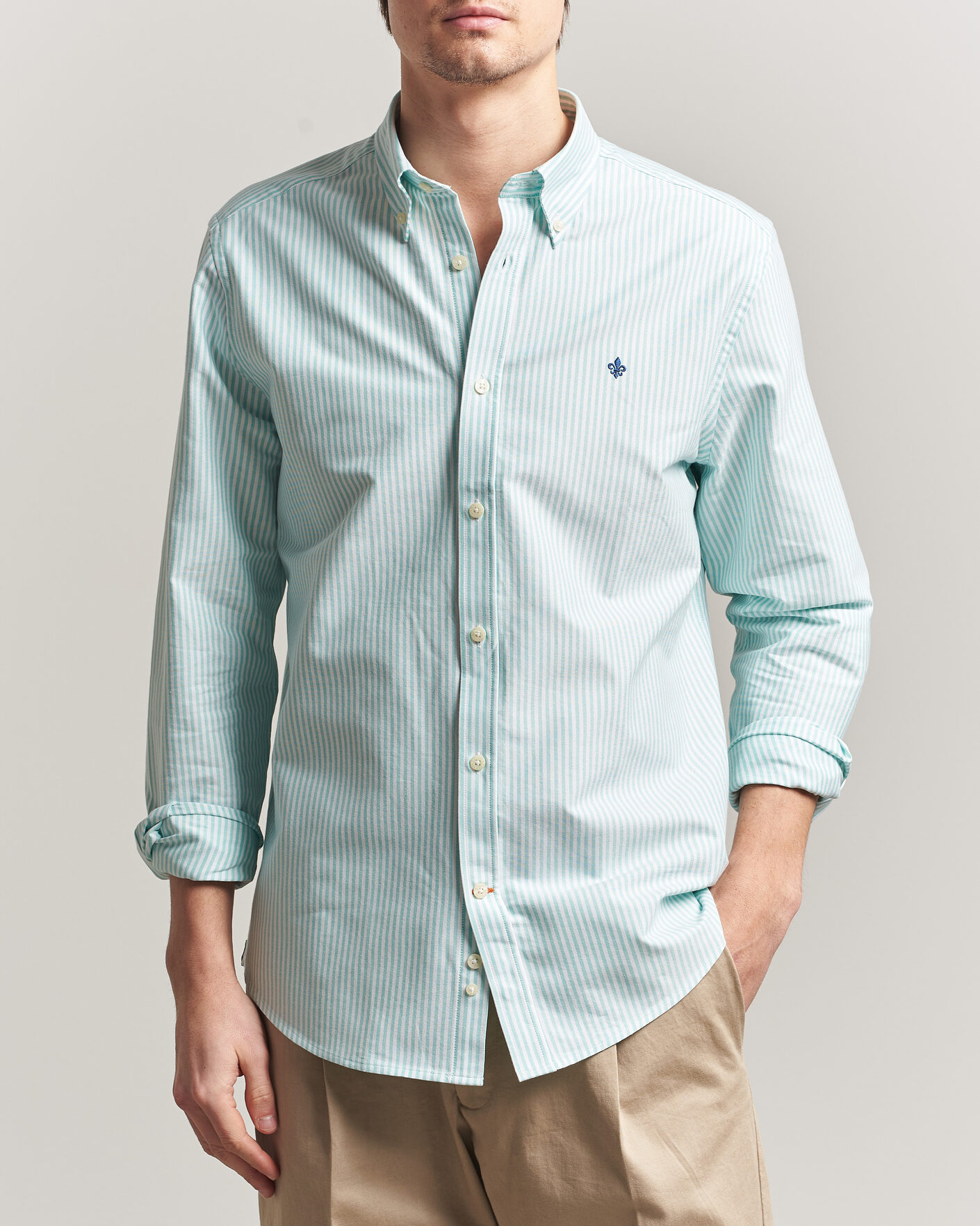 Heren | Overhemden | Morris | Douglas Striped Oxford Shirt Green
