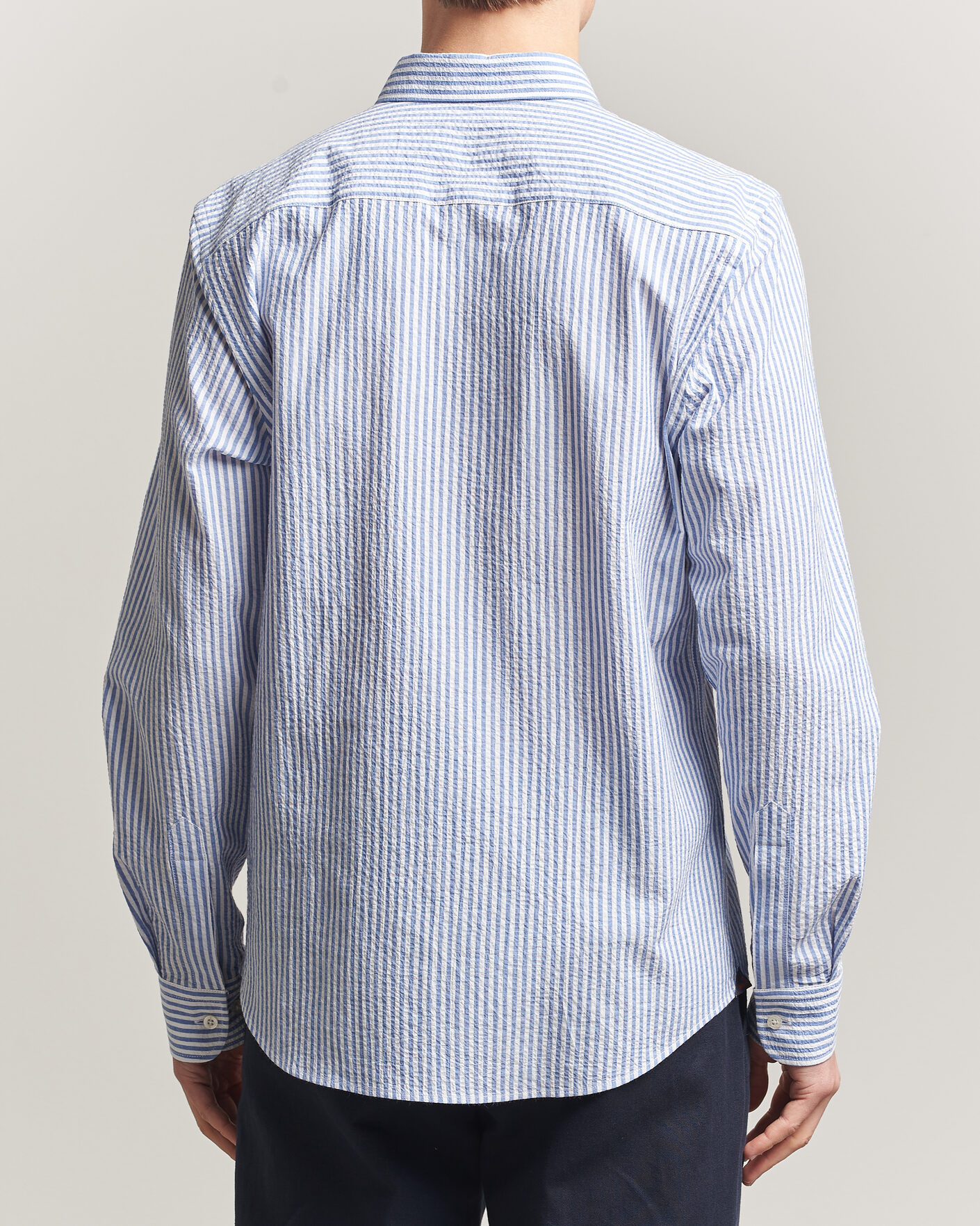 Heren | Overhemden | Morris | Seersucker Shirt Blue