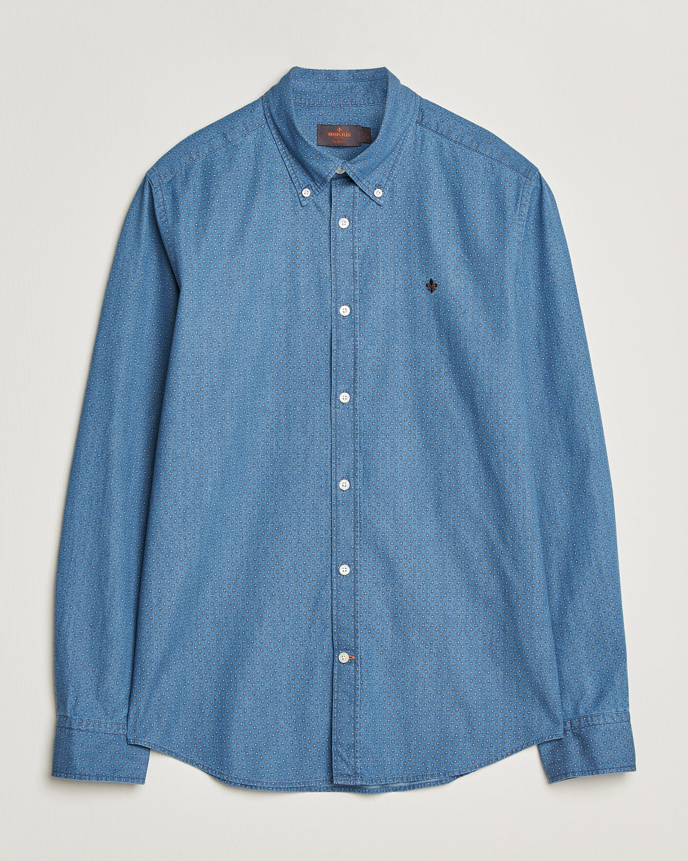 Heren | Overhemden | Morris | Denim Printed Shirt Blue