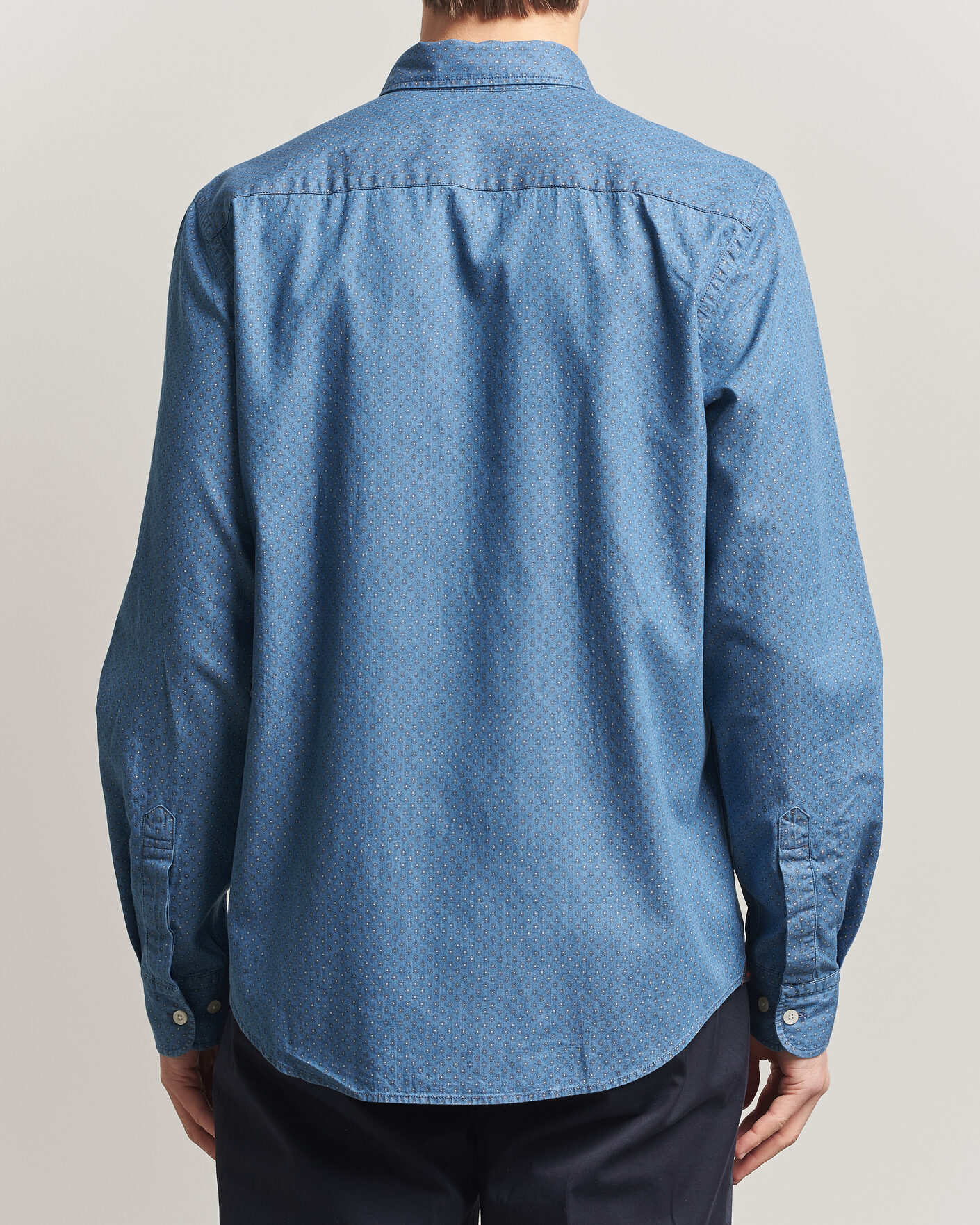 Heren | Overhemden | Morris | Denim Printed Shirt Blue