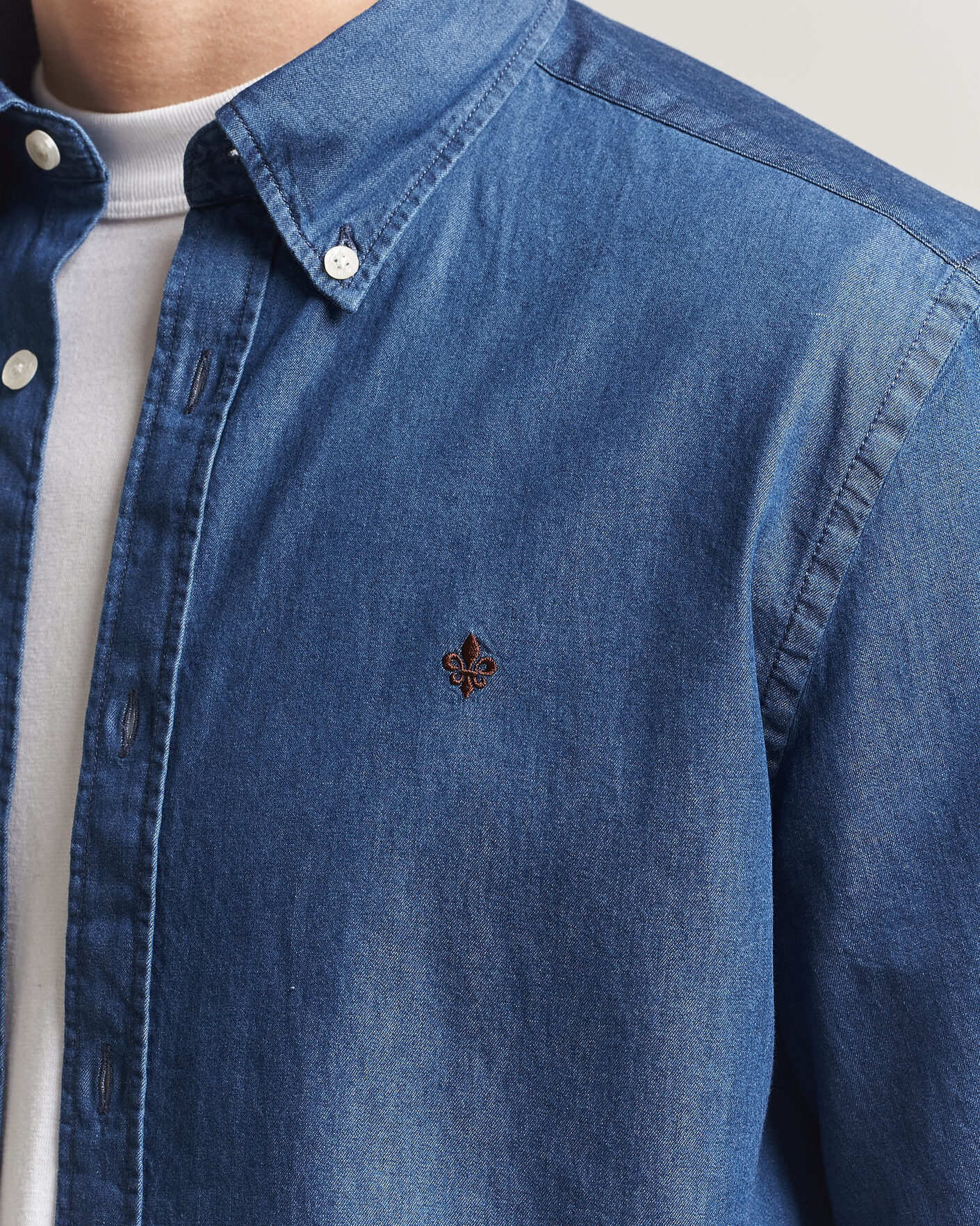 Heren | Overhemden | Morris | Light Denim Shirt Blue