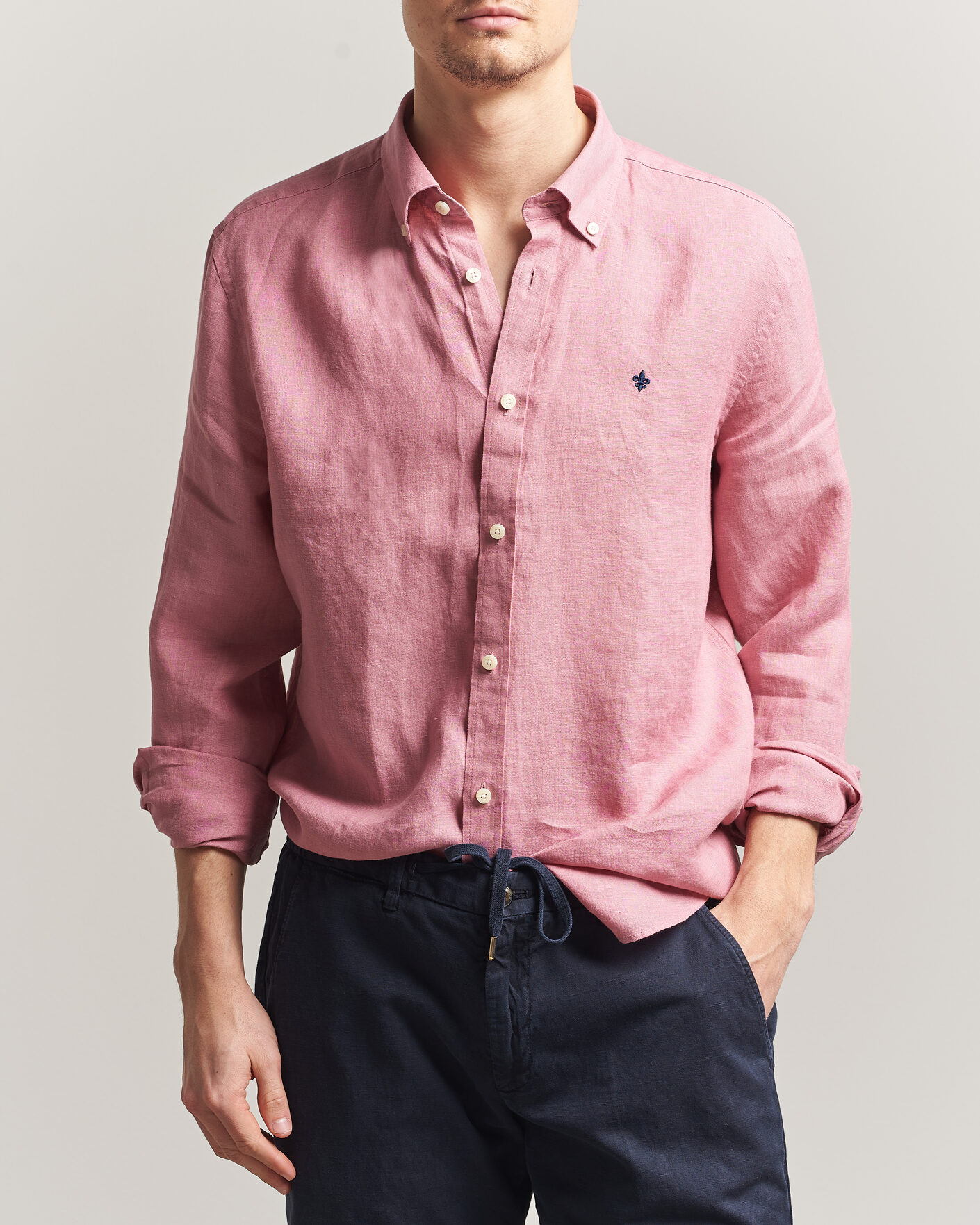 Heren | Overhemden | Morris | Douglas Button Down Linen Shirt Pink