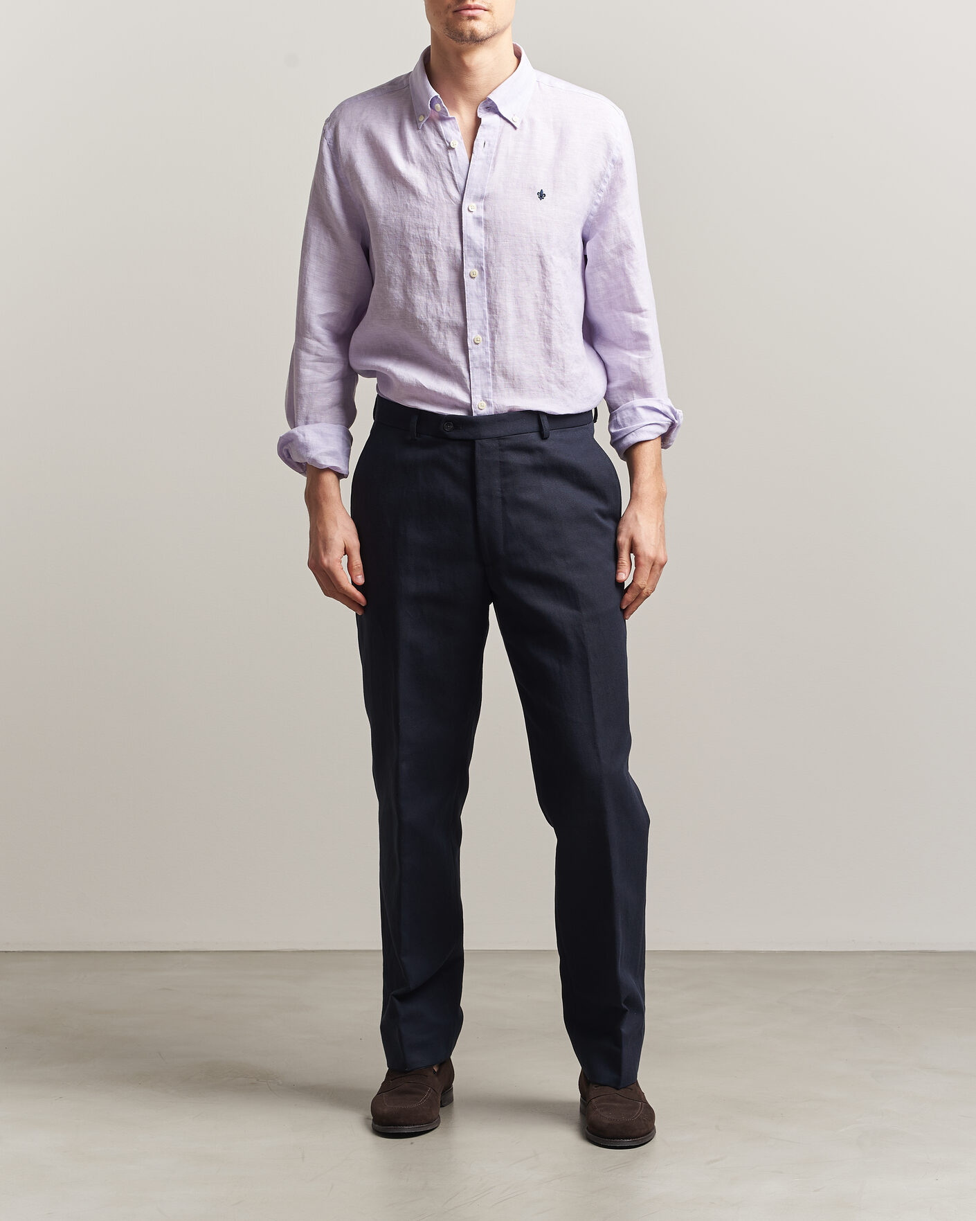 Heren | Overhemden | Morris | Douglas Button Down Linen Shirt Purple