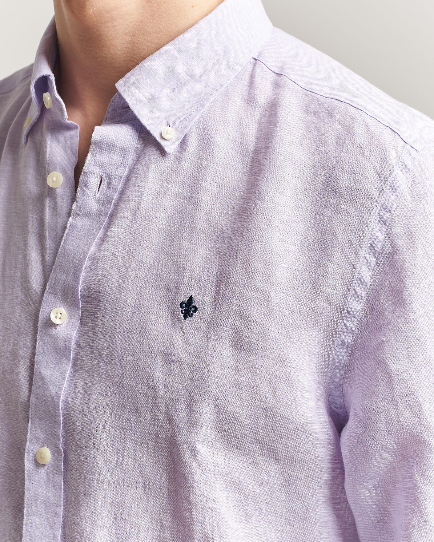 Heren | Overhemden | Morris | Douglas Button Down Linen Shirt Purple