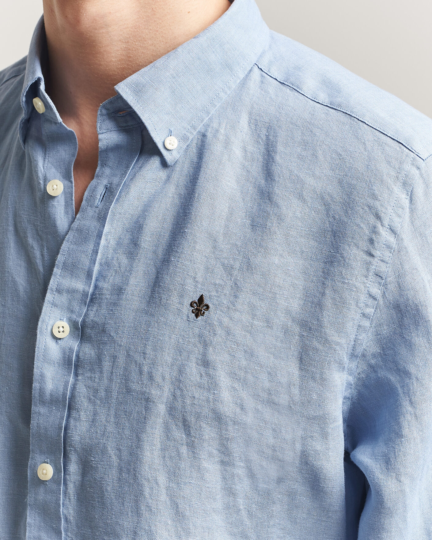 Heren | Overhemden | Morris | Douglas Button Down Linen Shirt Light Blue