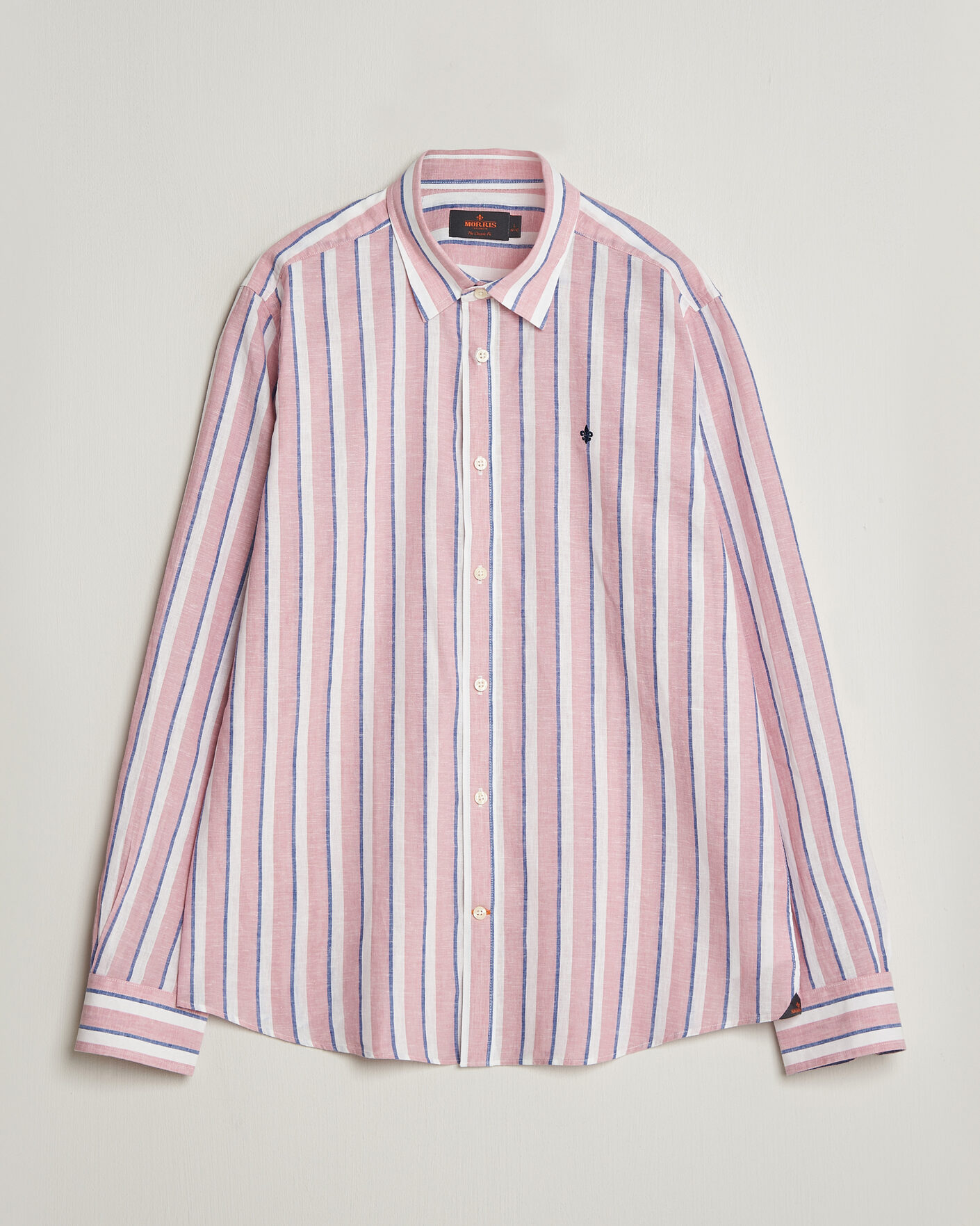 Heren | Overhemden | Morris | Douglas Linen Striped Shirt Red/White
