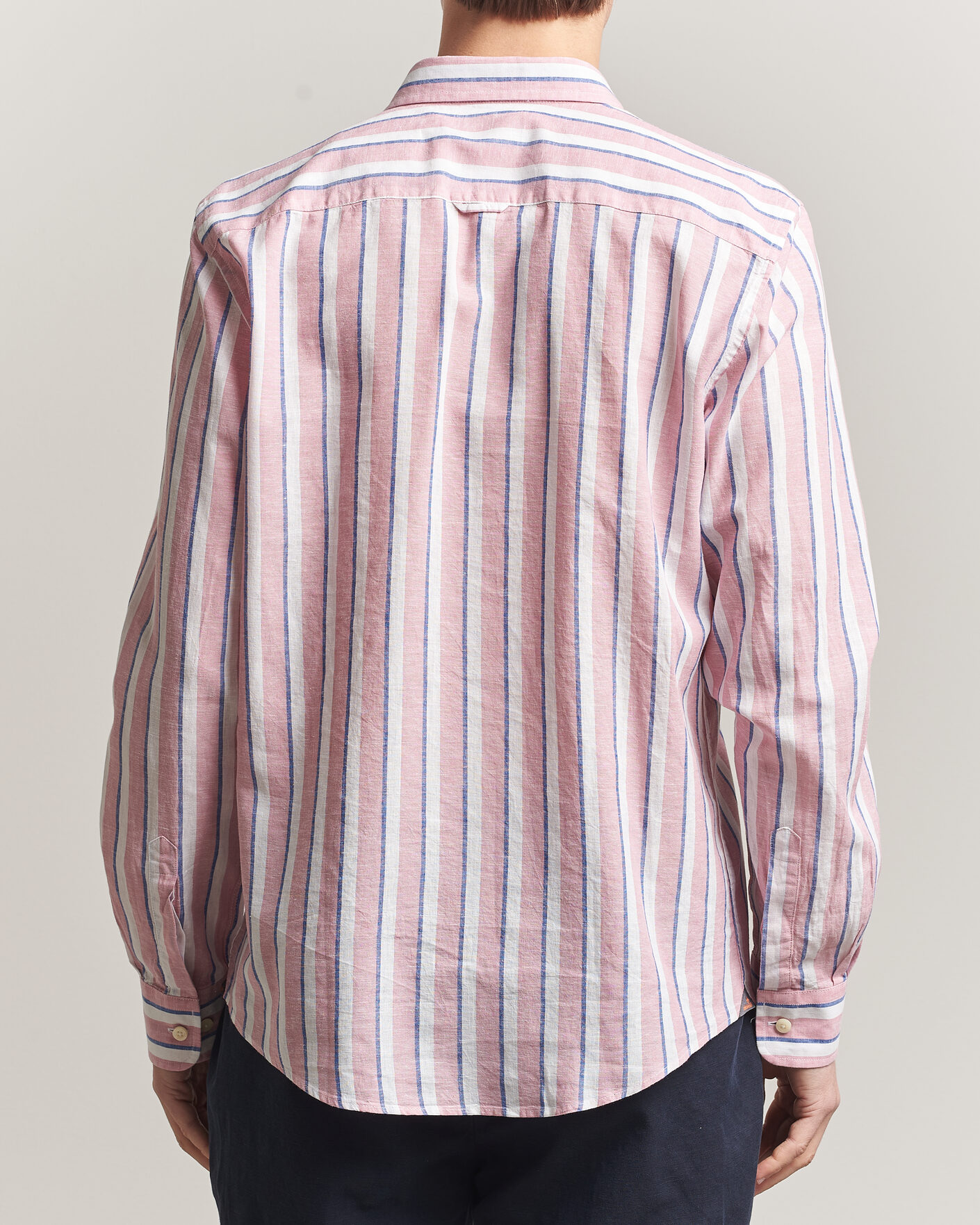 Heren | Overhemden | Morris | Douglas Linen Striped Shirt Red/White