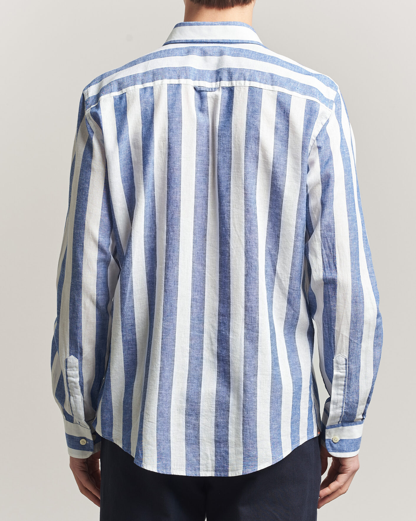 Heren | Overhemden | Morris | Douglas Linen Striped Shirt Blue/White