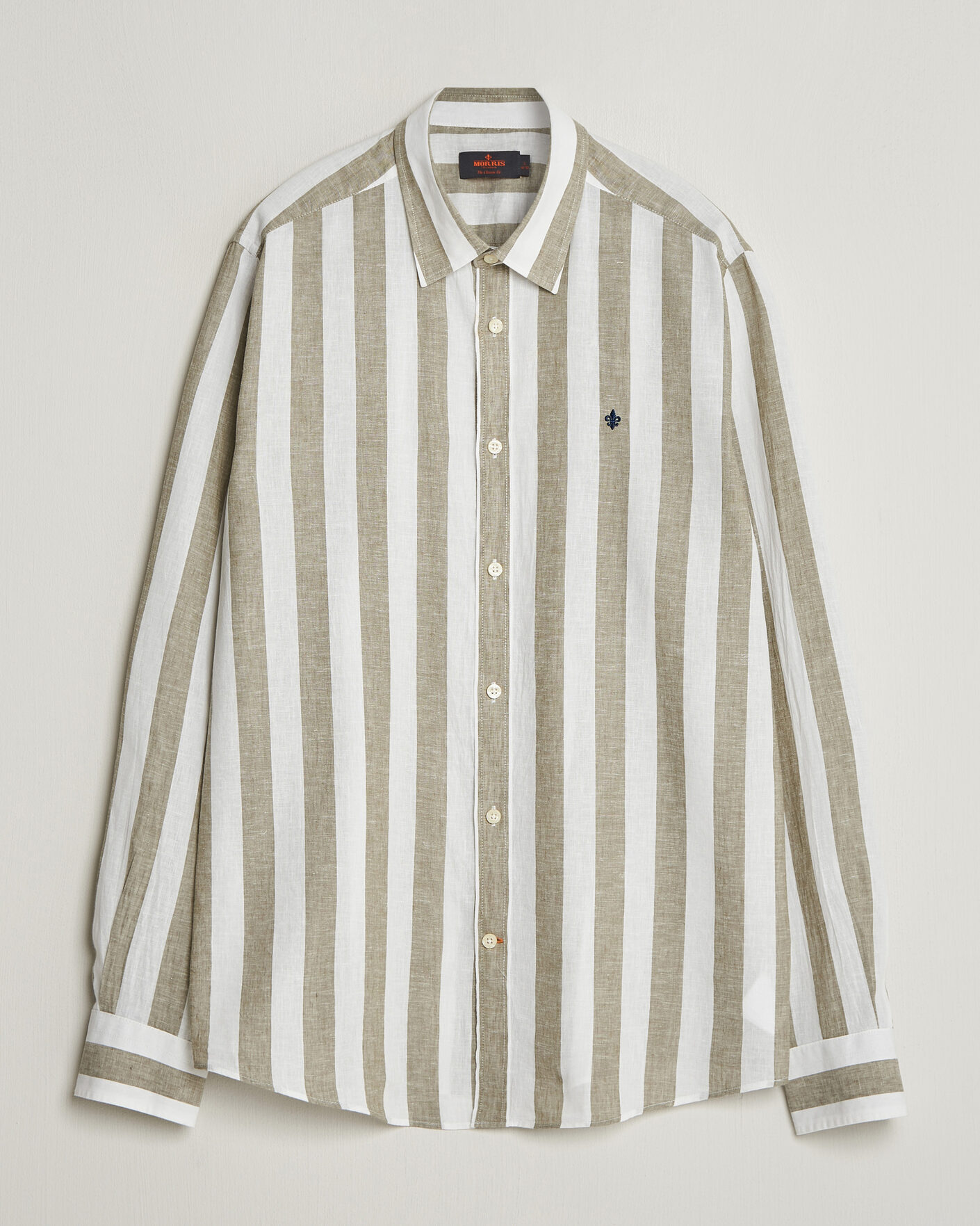 Heren | Overhemden | Morris | Douglas Linen Striped Shirt Green/White