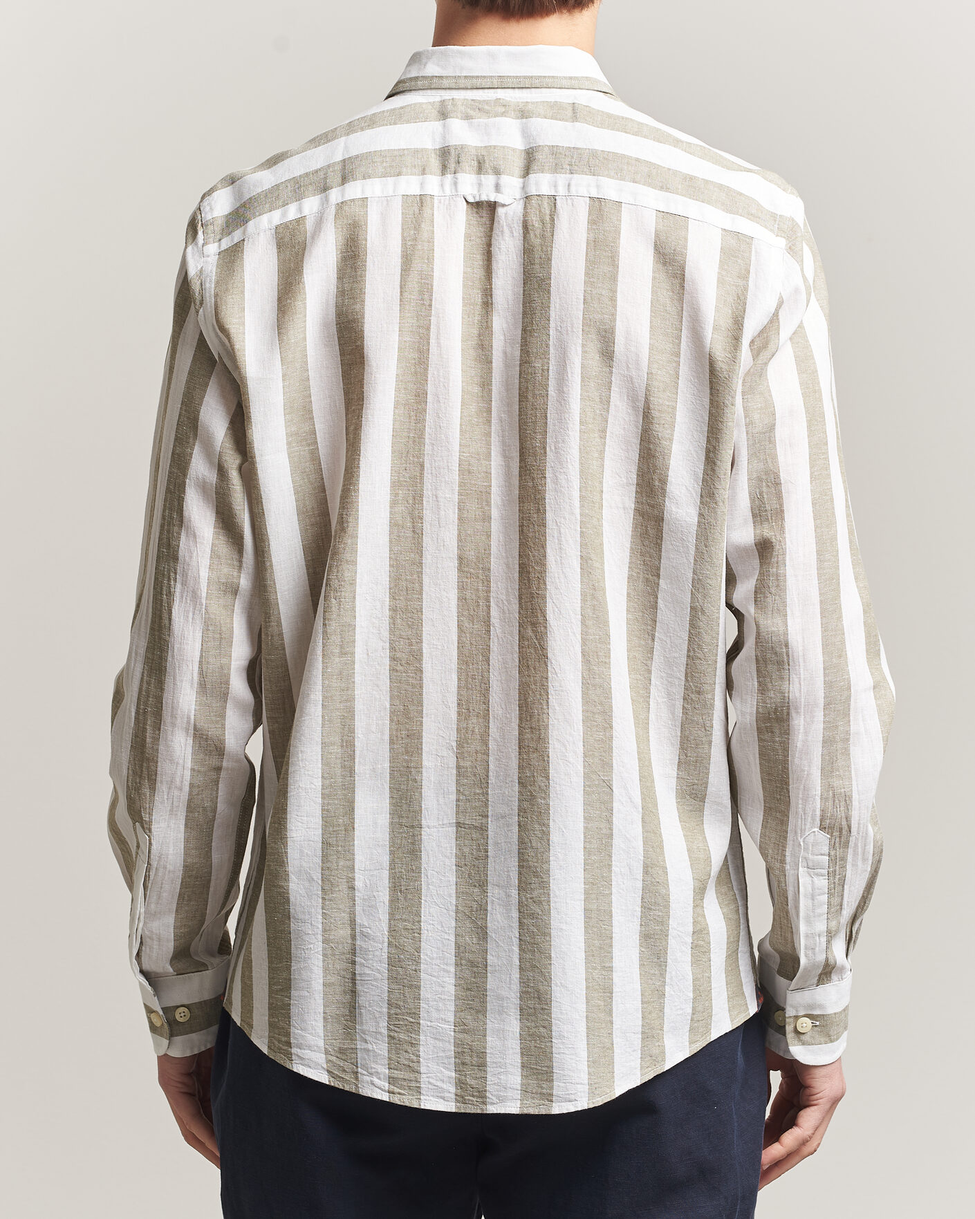 Heren | Overhemden | Morris | Douglas Linen Striped Shirt Green/White