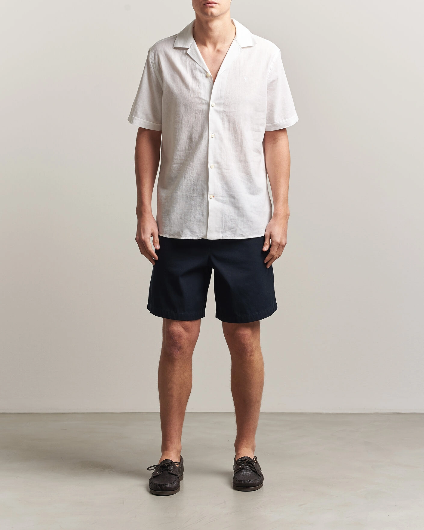 Heren | Overhemden | Morris | Resort Short Sleeve Linen Shirt White