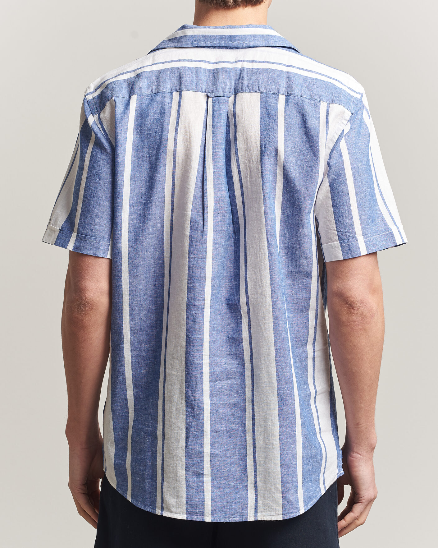 Heren | Overhemden | Morris | Resort Short Sleeve Linen Shirt Blue