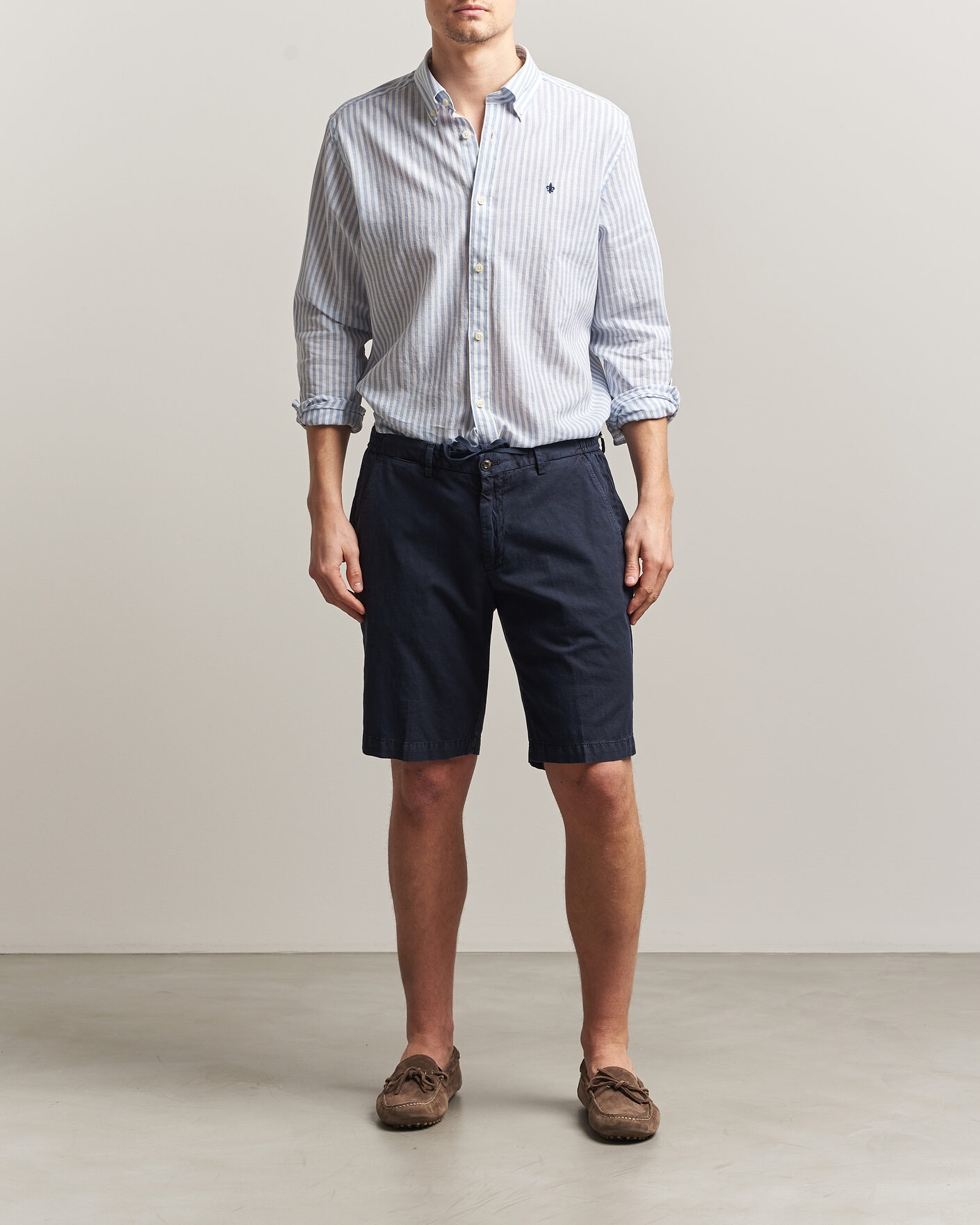 Heren | Overhemden | Morris | Douglas Striped Linen Shirt Blue/White