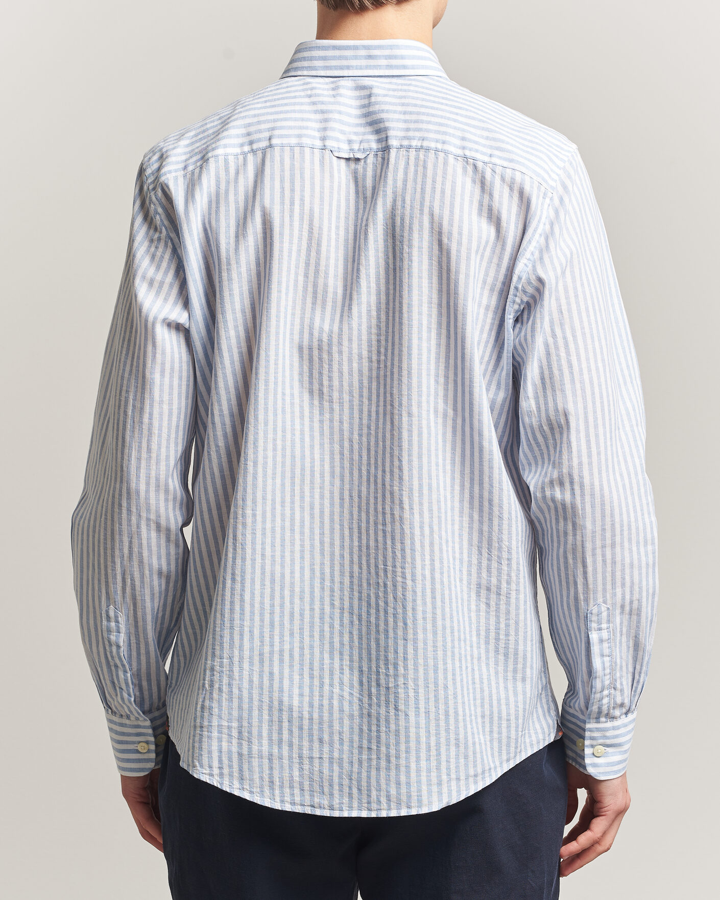 Heren | Overhemden | Morris | Douglas Striped Linen Shirt Blue/White