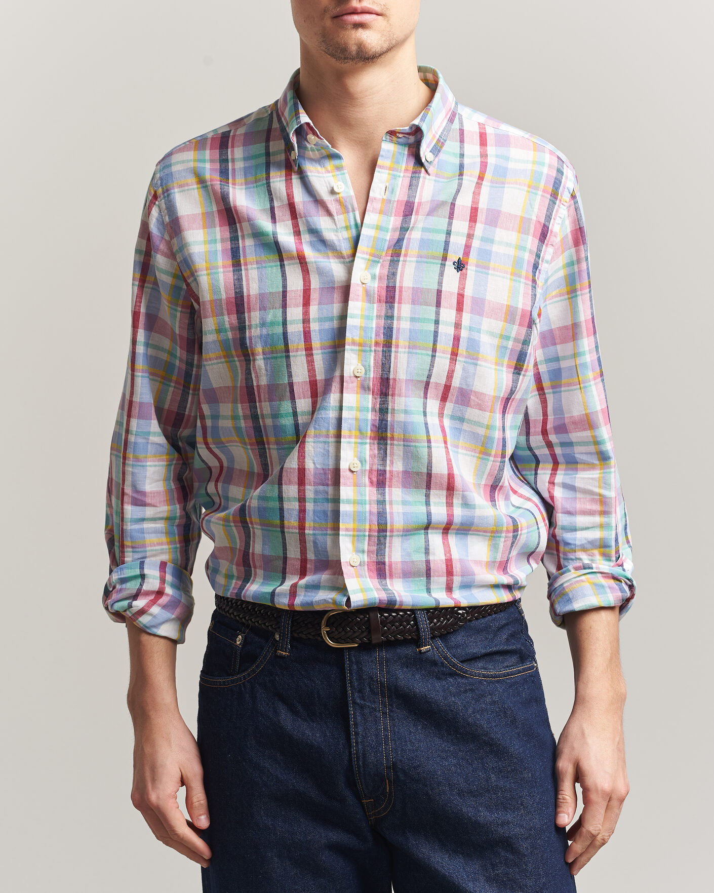 Heren | Overhemden | Morris | Preppy Check Linen Shirt Multi