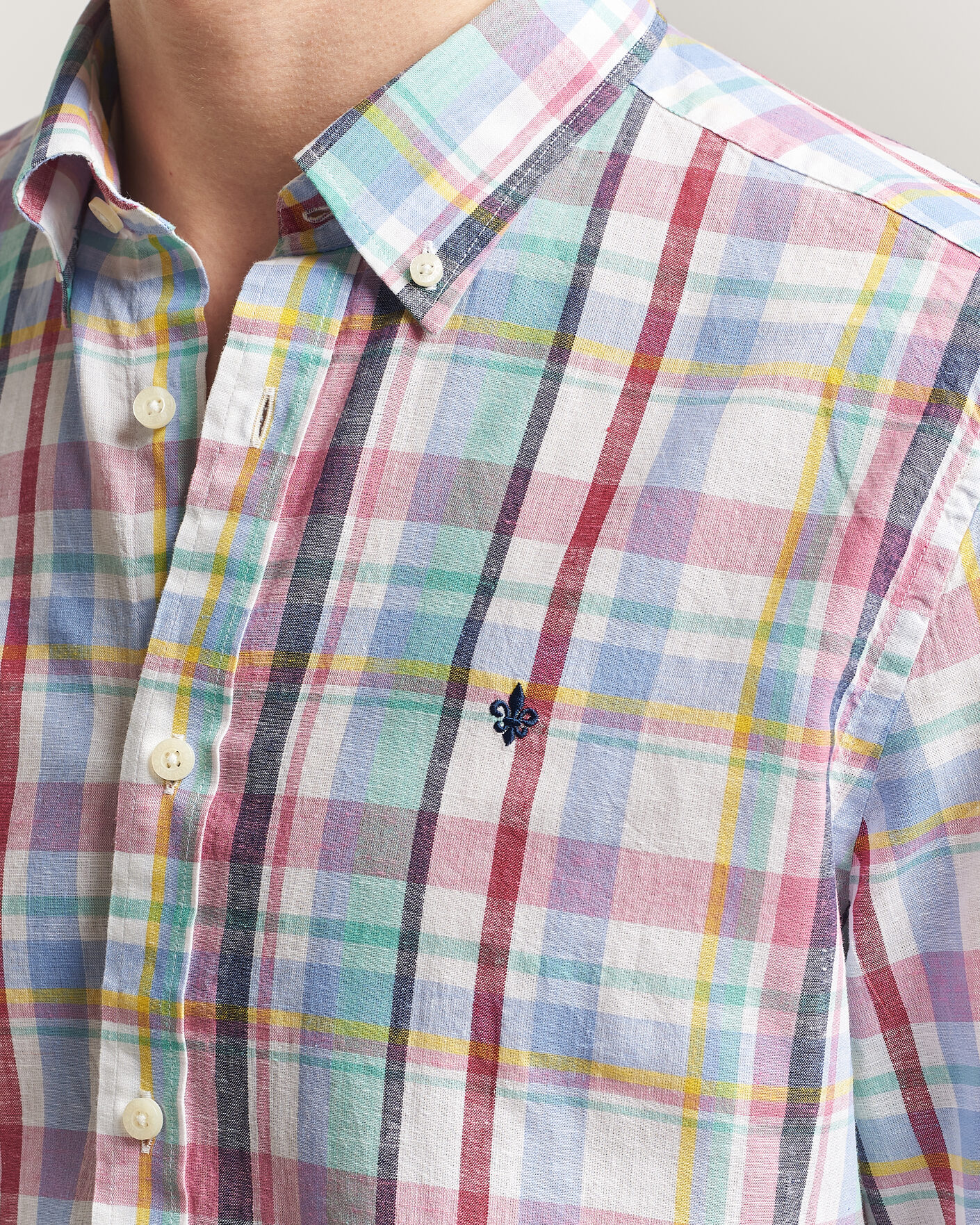 Heren | Overhemden | Morris | Preppy Check Linen Shirt Multi