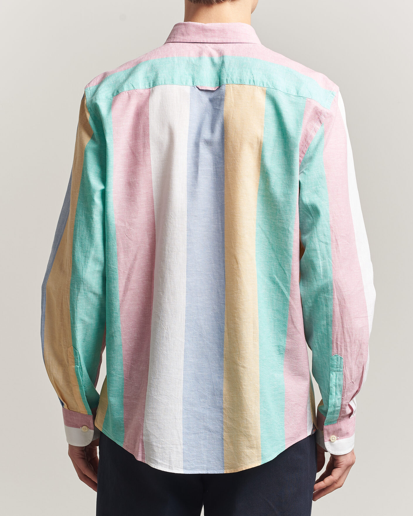 Heren | Overhemden | Morris | Happy Striped Linen Shirt Multi