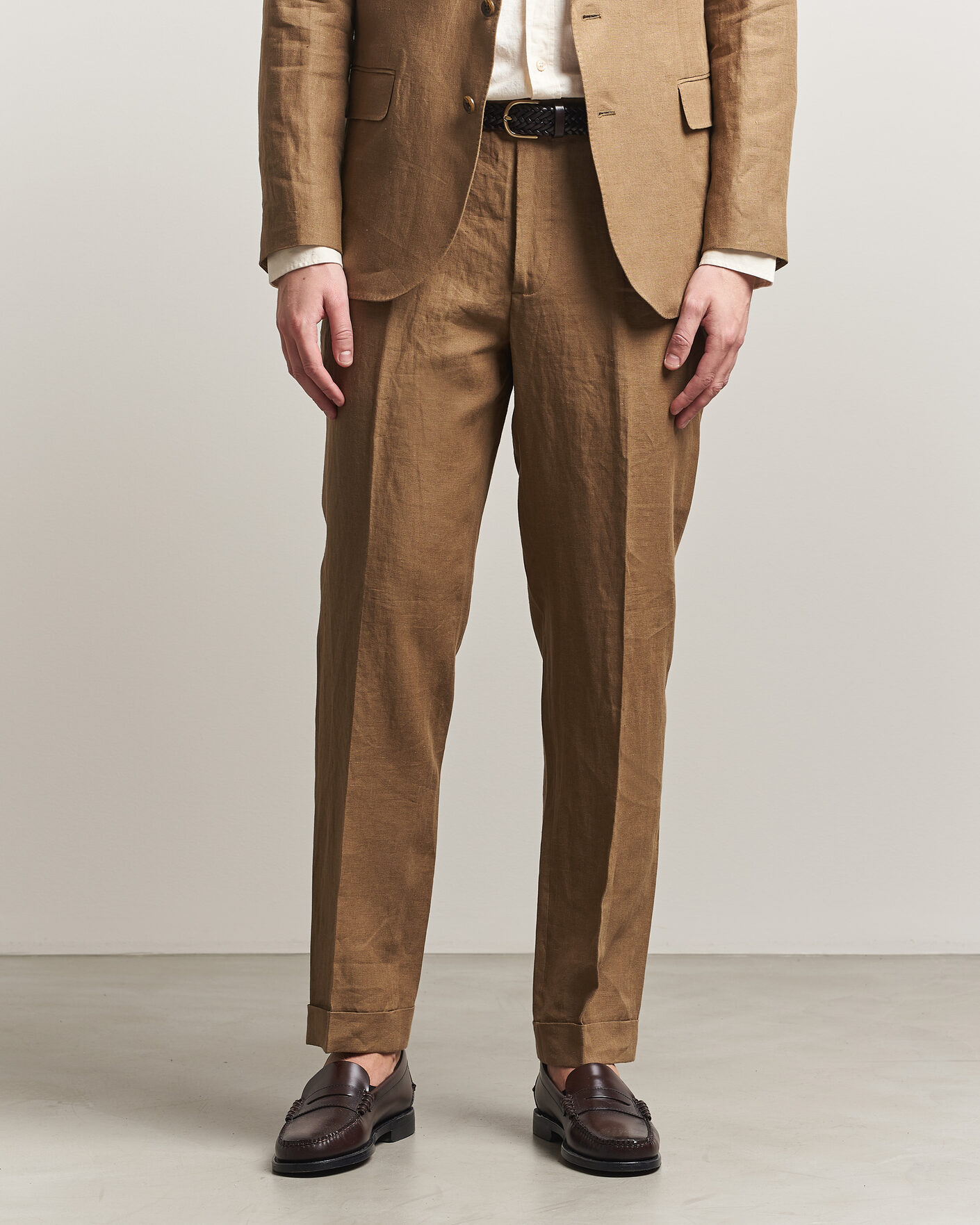 Heren | Broeken | Polo Ralph Lauren | Linen Pleated Trousers Light Sable