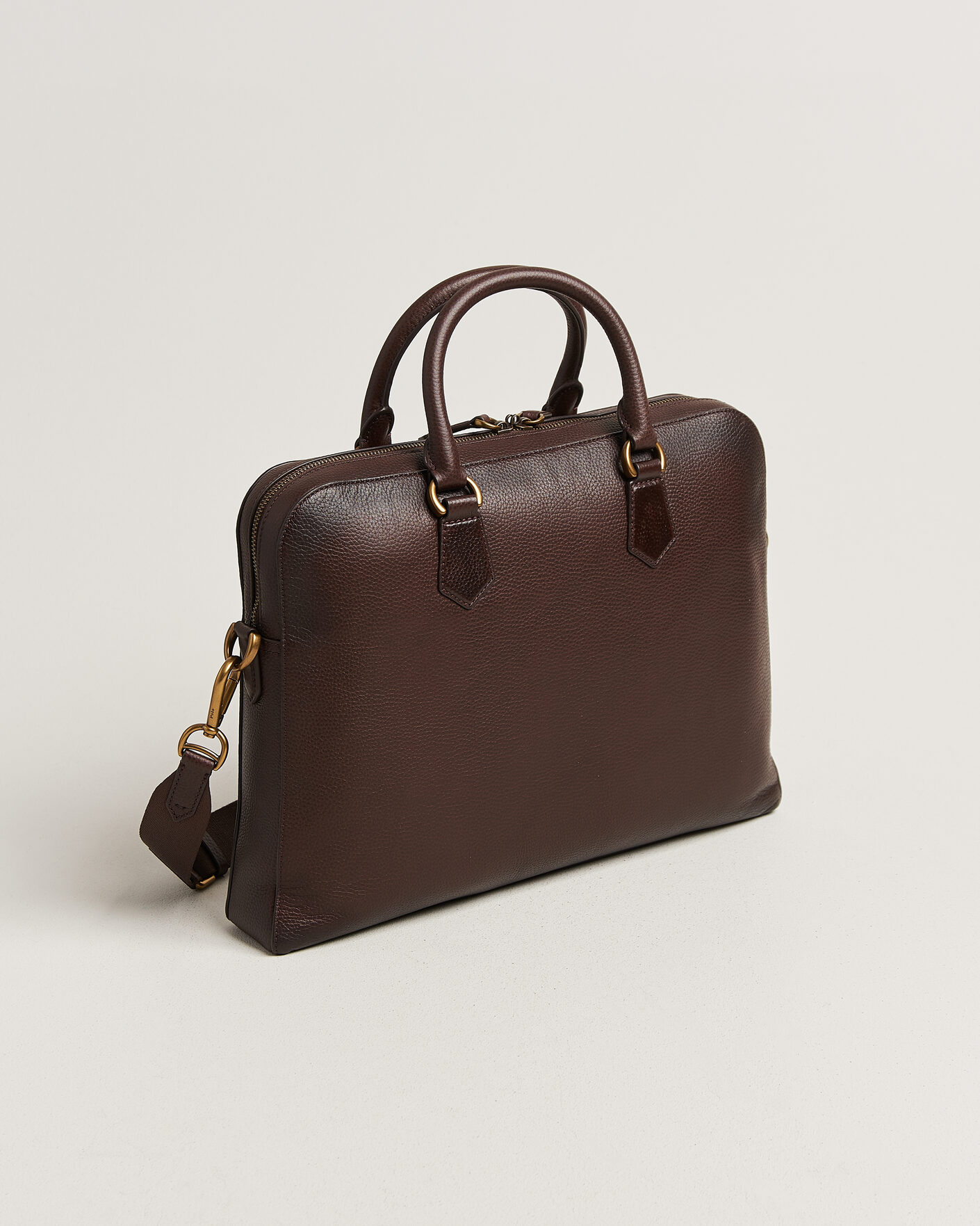 Heren | Tassen | Polo Ralph Lauren | Pebble Leather Briefcase Dark Brown