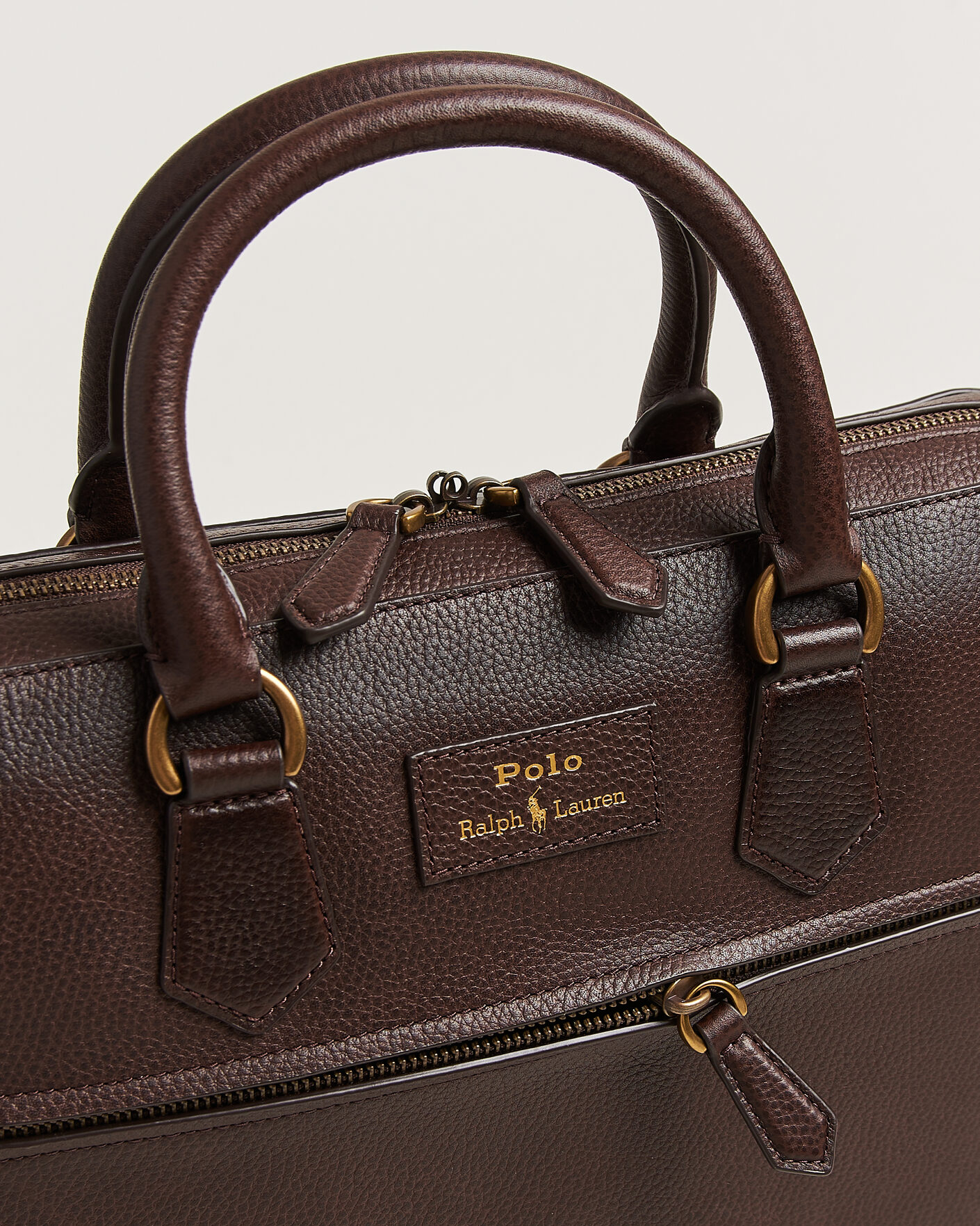 Heren | Tassen | Polo Ralph Lauren | Pebble Leather Briefcase Dark Brown