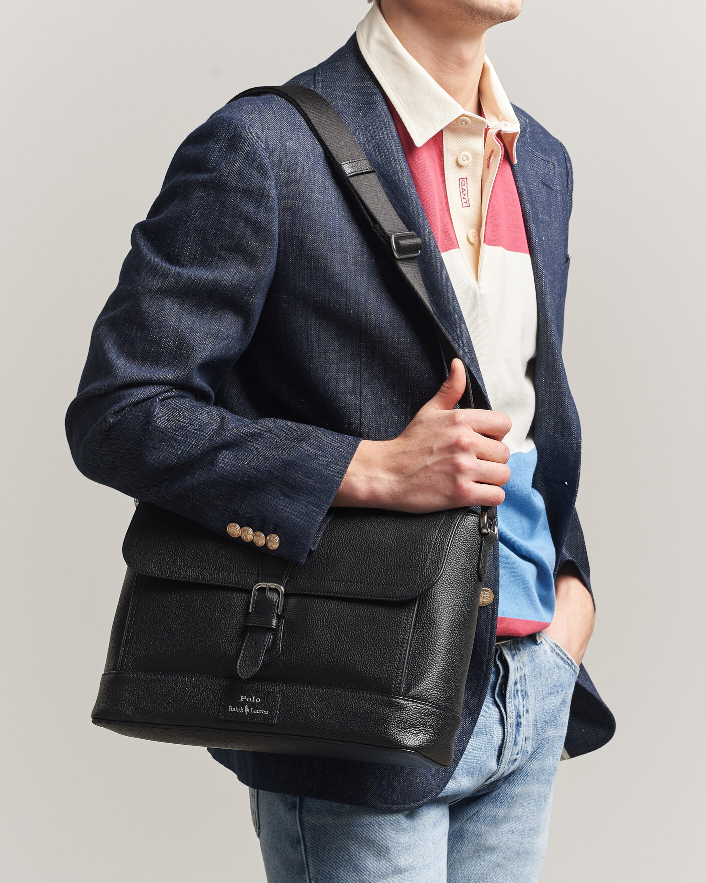 Heren | Tassen | Polo Ralph Lauren | Pebble Leather Messenger Bag Black