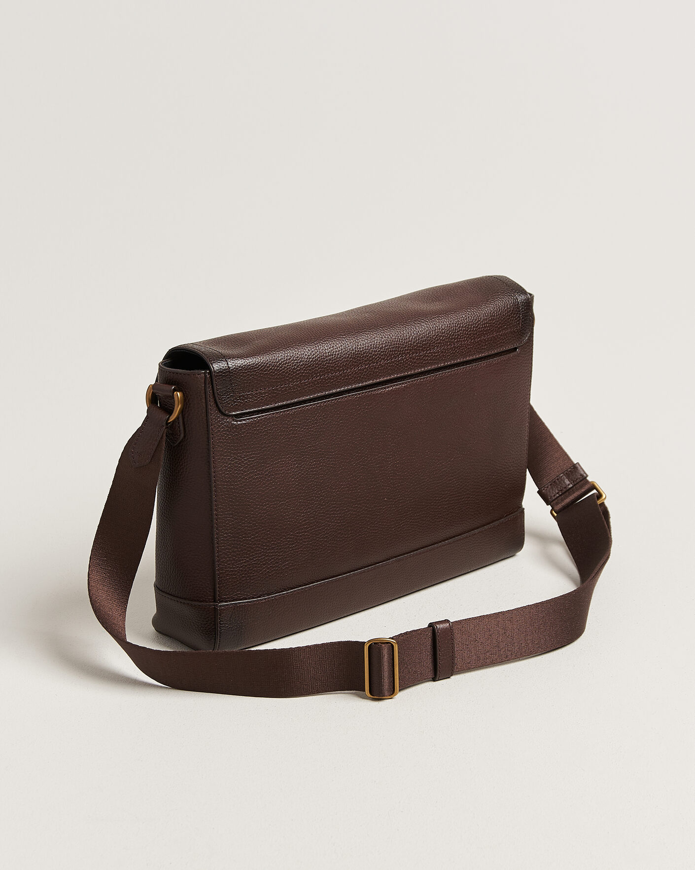 Heren | Tassen | Polo Ralph Lauren | Pebble Leather Messenger Bag Dark Brown