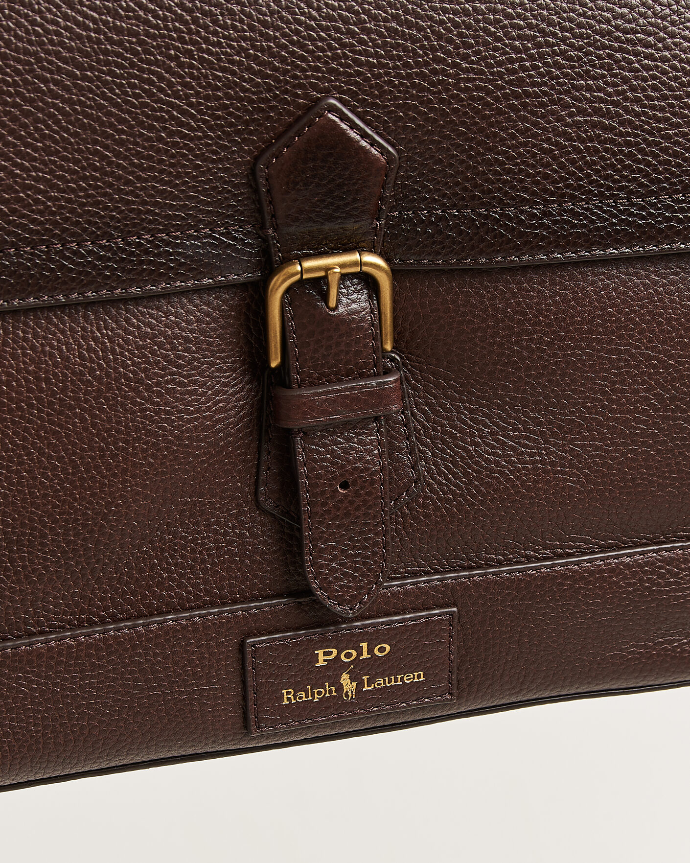 Heren | Tassen | Polo Ralph Lauren | Pebble Leather Messenger Bag Dark Brown