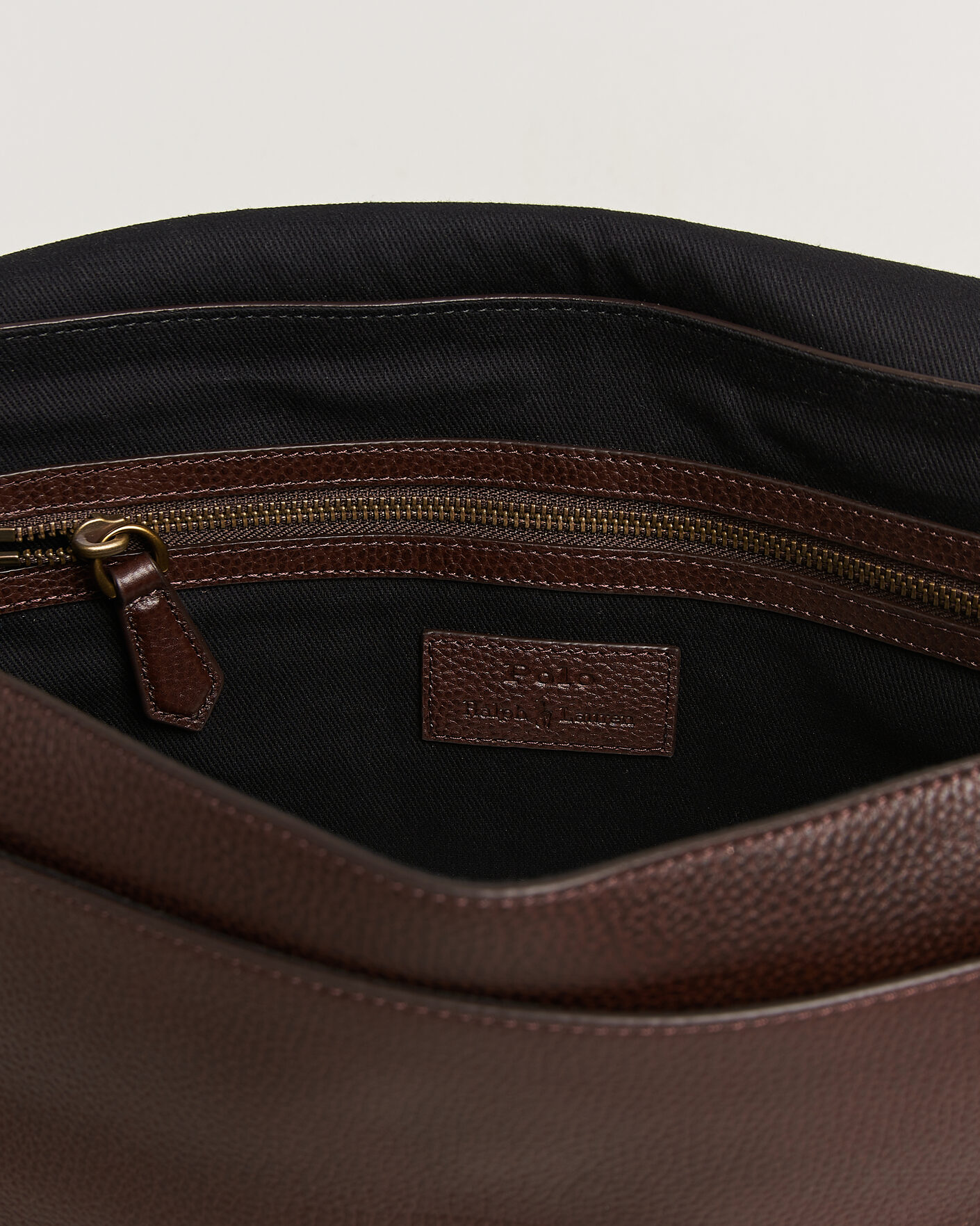Heren | Tassen | Polo Ralph Lauren | Pebble Leather Messenger Bag Dark Brown