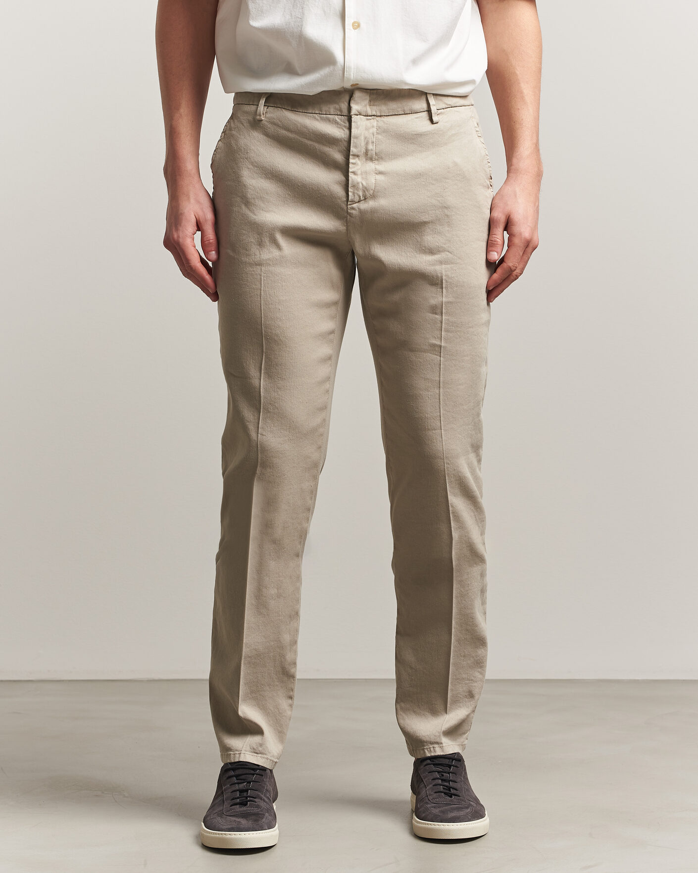 Heren | Broeken | Dondup | Spiritisimo Linen Stretch Chinos Beige