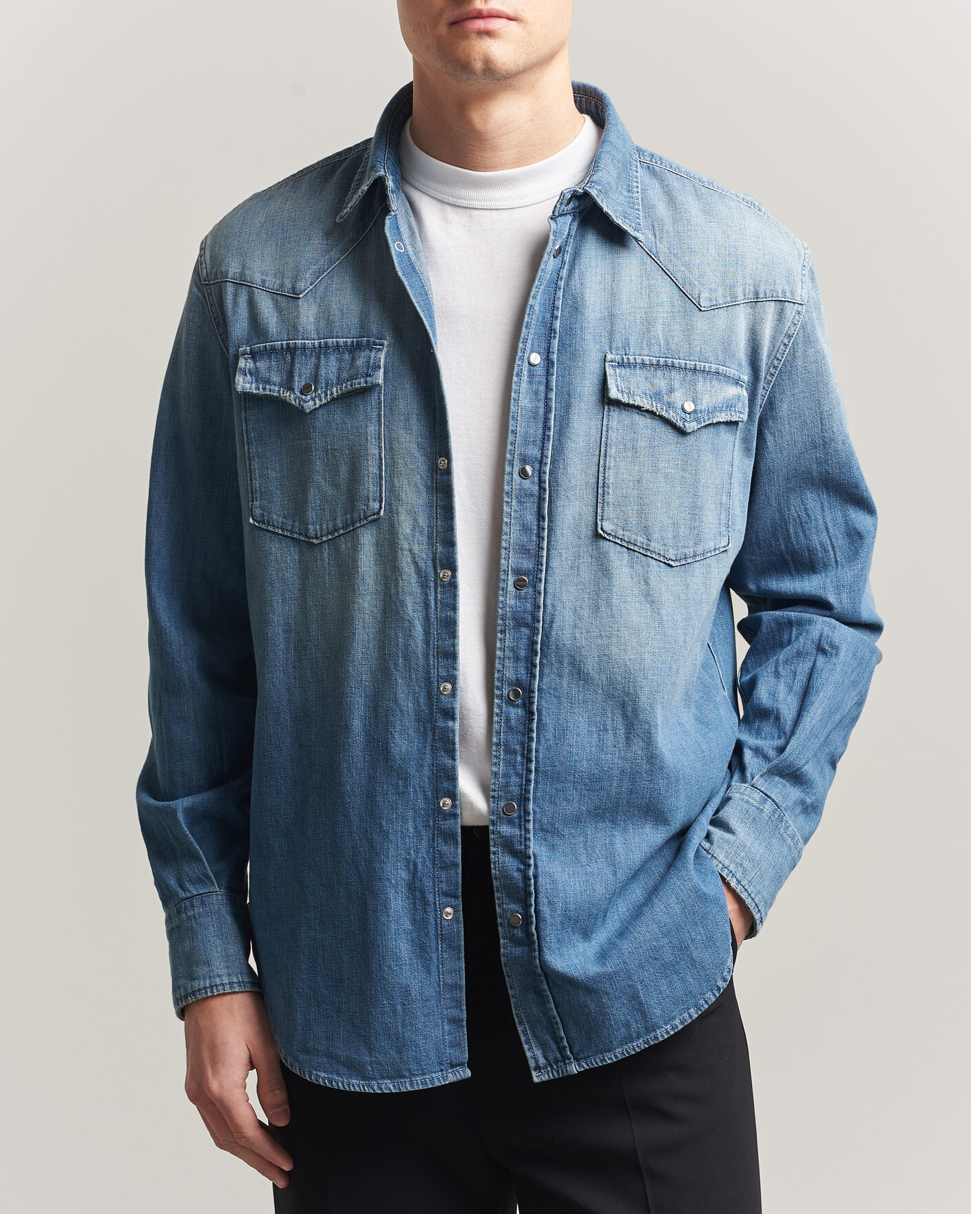 Heren | Overhemden | Dondup | Regular Fit Denim Shirt Medium Blue