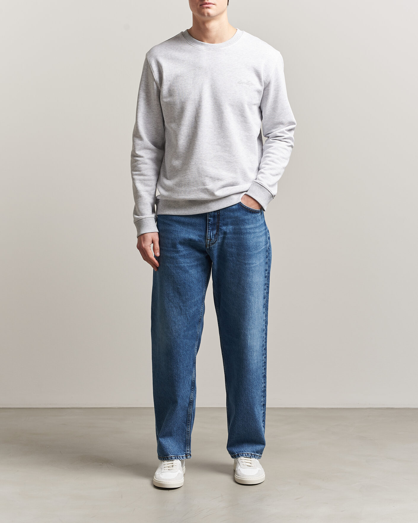 Heren | Truien | Dondup | Logo Crew Neck Sweatshirt Light Grey Melange