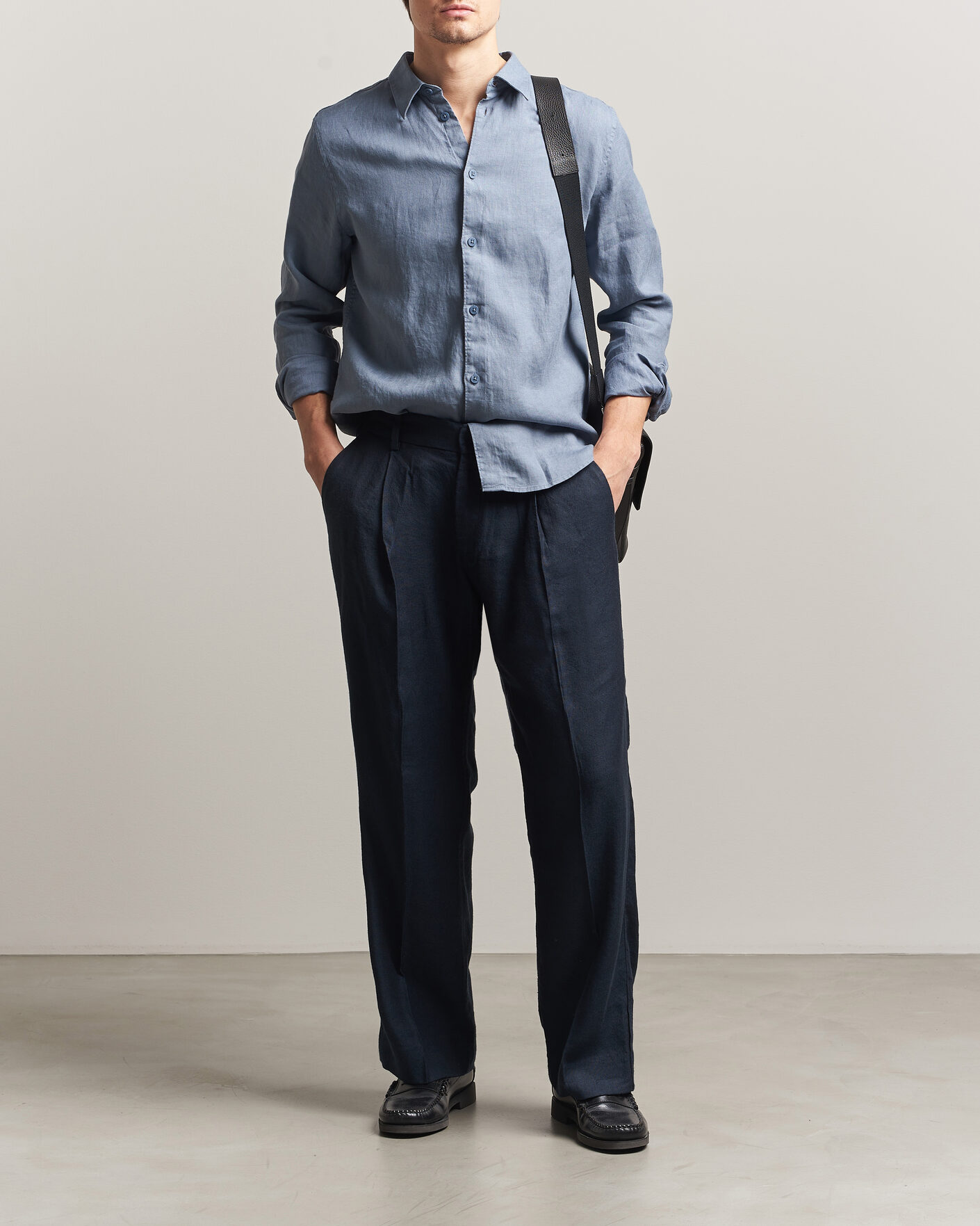 Heren | Broeken | NN07 | Kay Linen/Viscose Drawstring Trousers Deep Navy