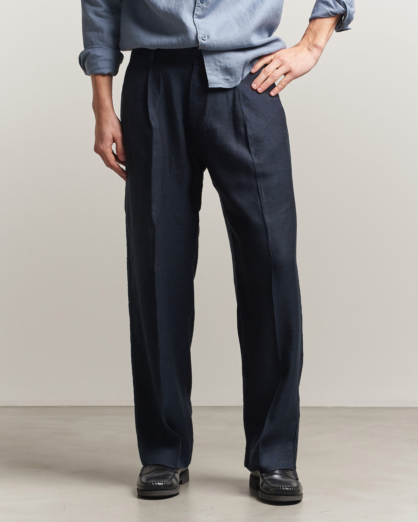 Heren | Broeken | NN07 | Kay Linen/Viscose Drawstring Trousers Deep Navy