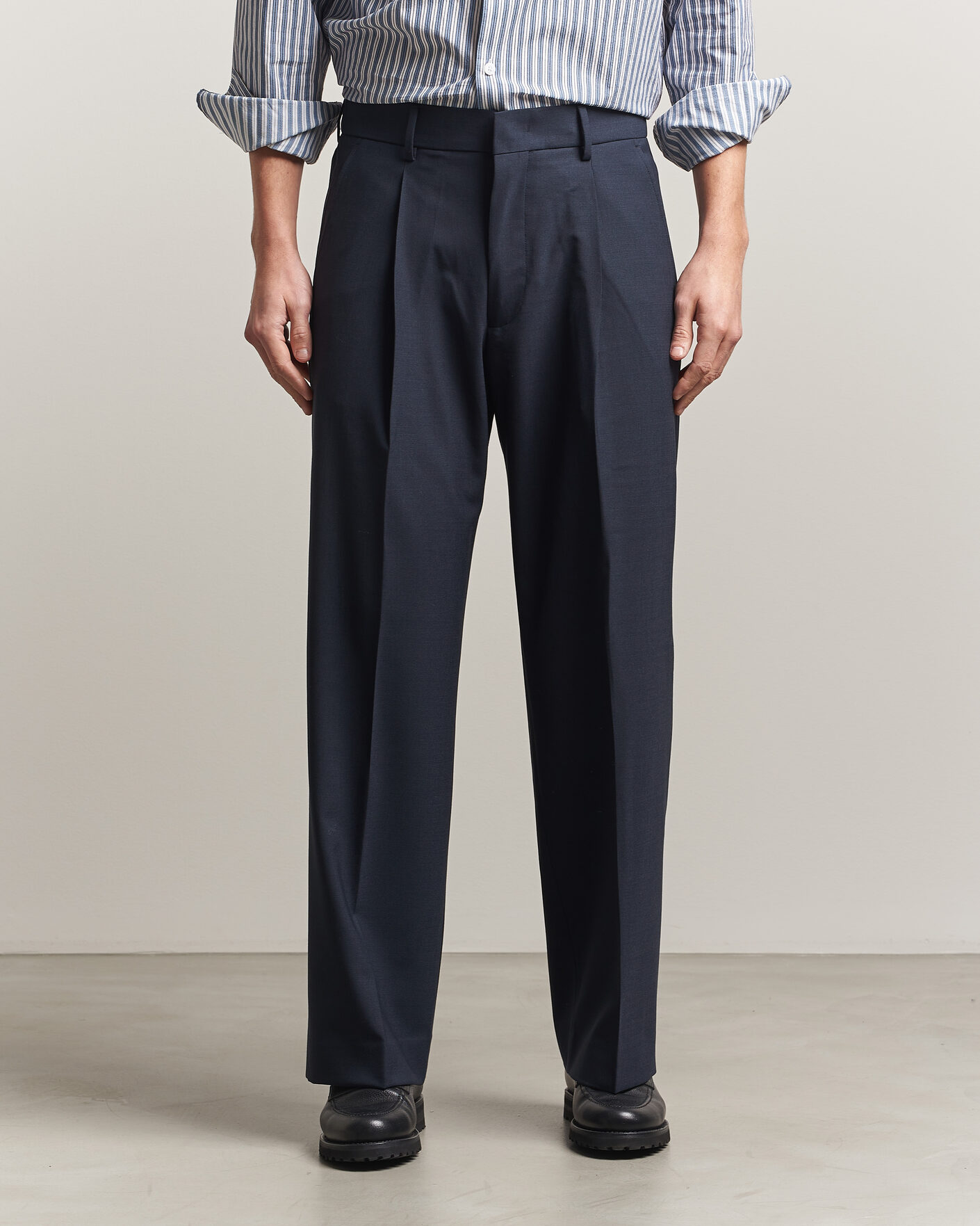 Heren | Broeken | NN07 | Kay Summer Wool Drawstring Trousers Deep Navy