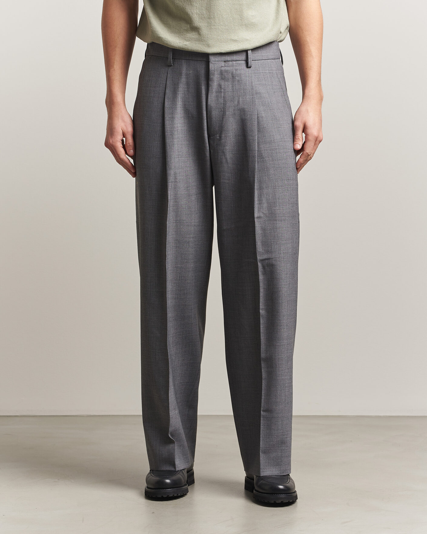 Heren | Broeken | NN07 | Kay Summer Wool Drawstring Trousers Light Grey Melange