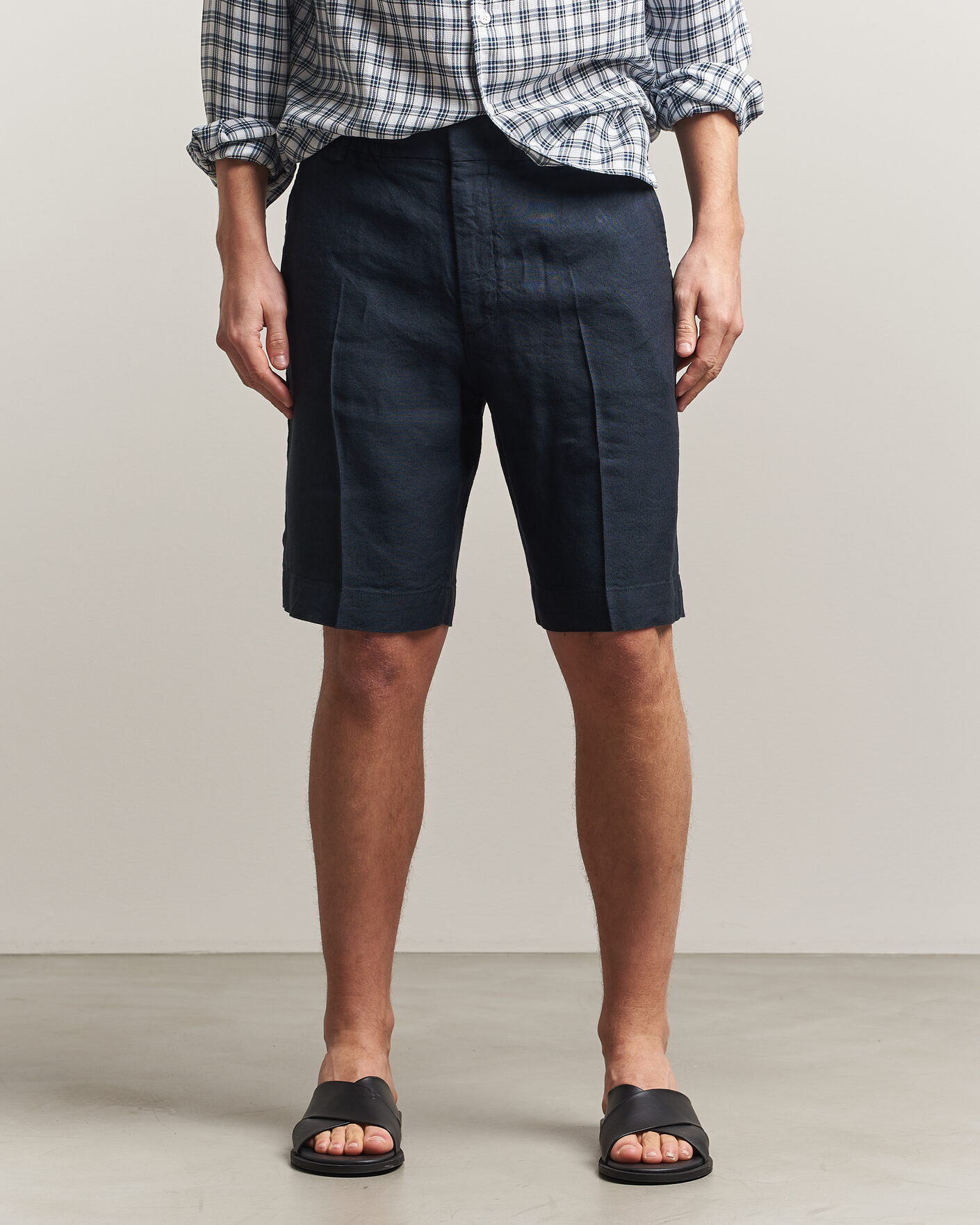 Heren | Korte broek | NN07 | Billie Linen/Viscose Drawstring Shorts Deep Navy