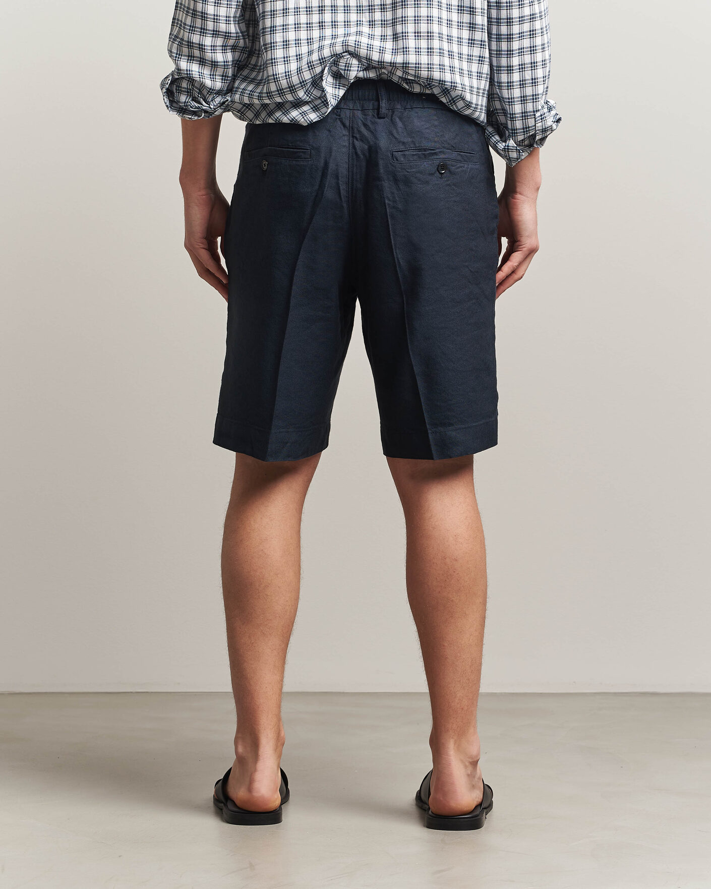 Heren | Korte broek | NN07 | Billie Linen/Viscose Drawstring Shorts Deep Navy