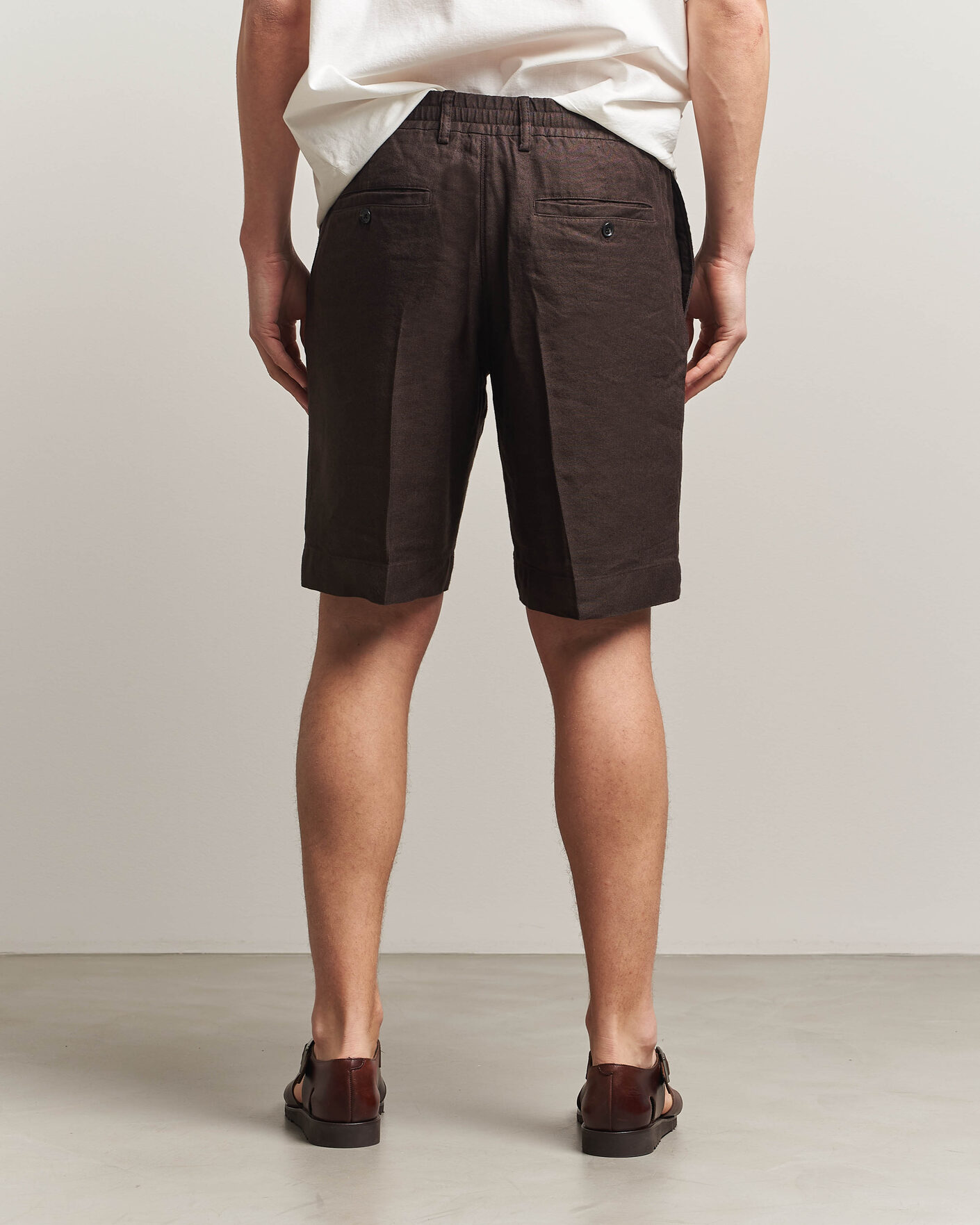 Heren | Korte broek | NN07 | Billie Linen/Viscose Drawstring Shorts Deep Truffle