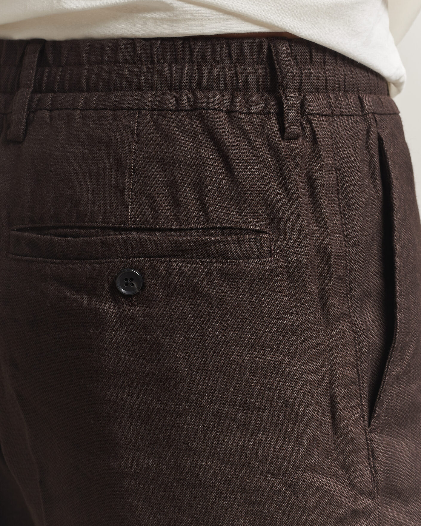 Heren | Korte broek | NN07 | Billie Linen/Viscose Drawstring Shorts Deep Truffle