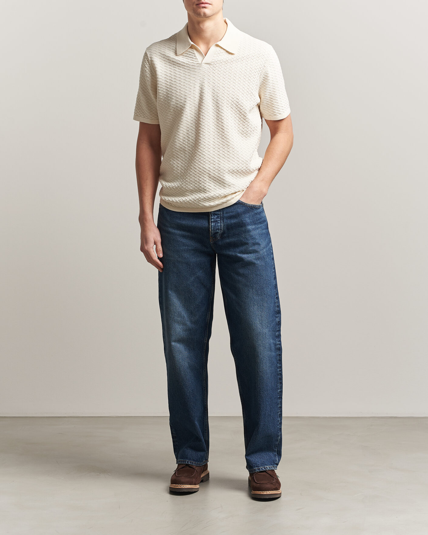 Heren | Polo's | NN07 | Paul Structured Knitted Polo Ivory