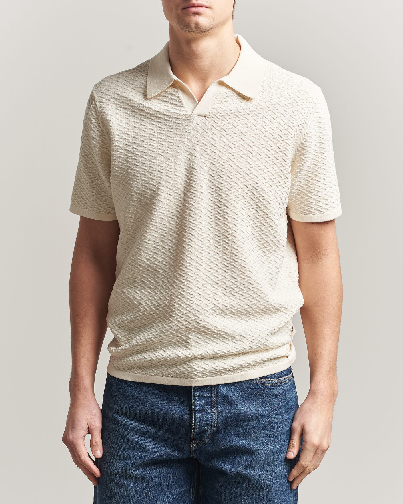 Heren | Polo's | NN07 | Paul Structured Knitted Polo Ivory