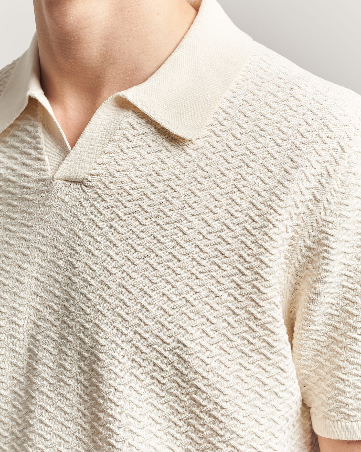Heren | Polo's | NN07 | Paul Structured Knitted Polo Ivory